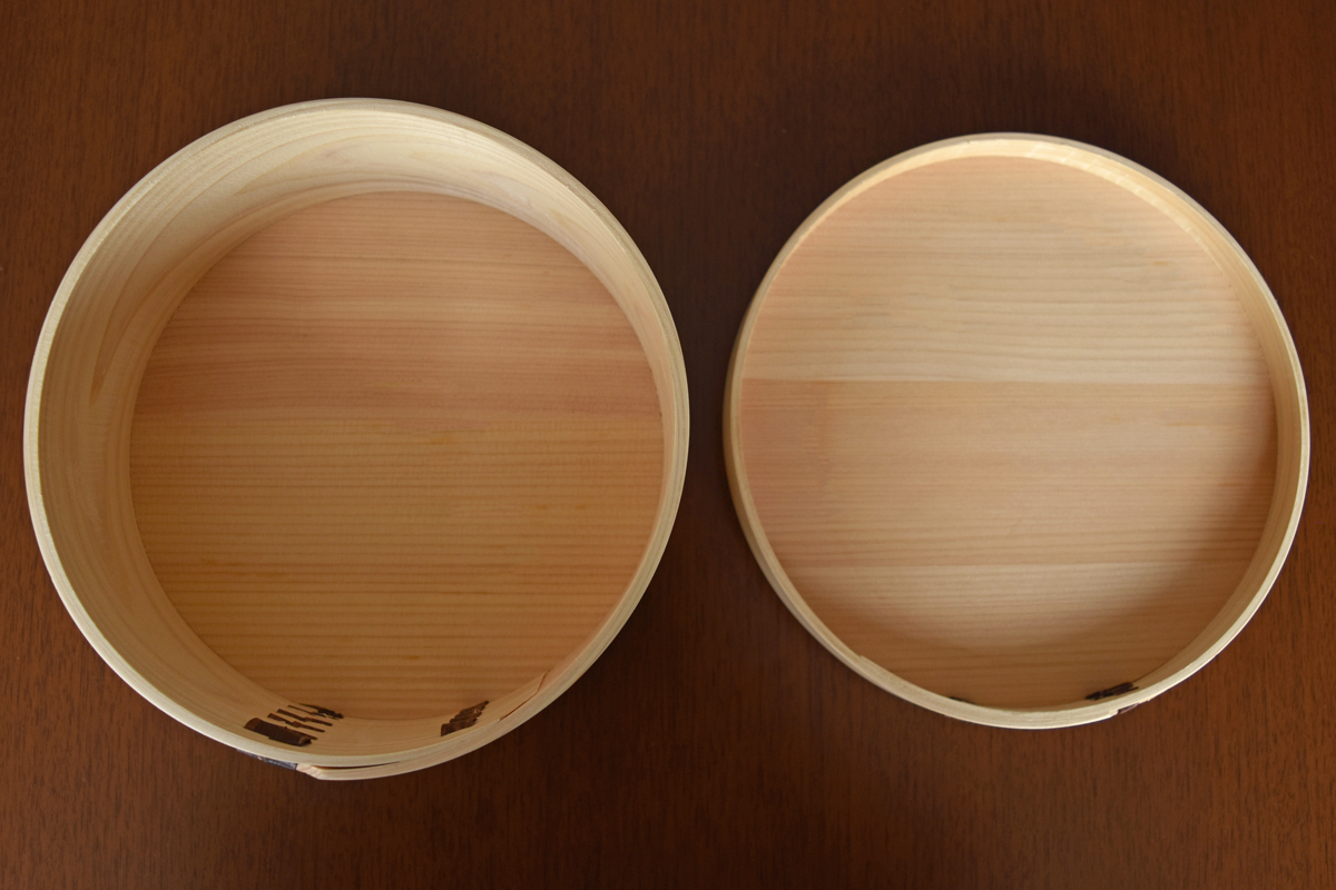 曲げわっぱおひつ　キッチン日用品 木のおひつ　桜皮縫い　おひつ三合 天然桧のおひつ（大）曲げわっぱ（5合）桜皮縫い