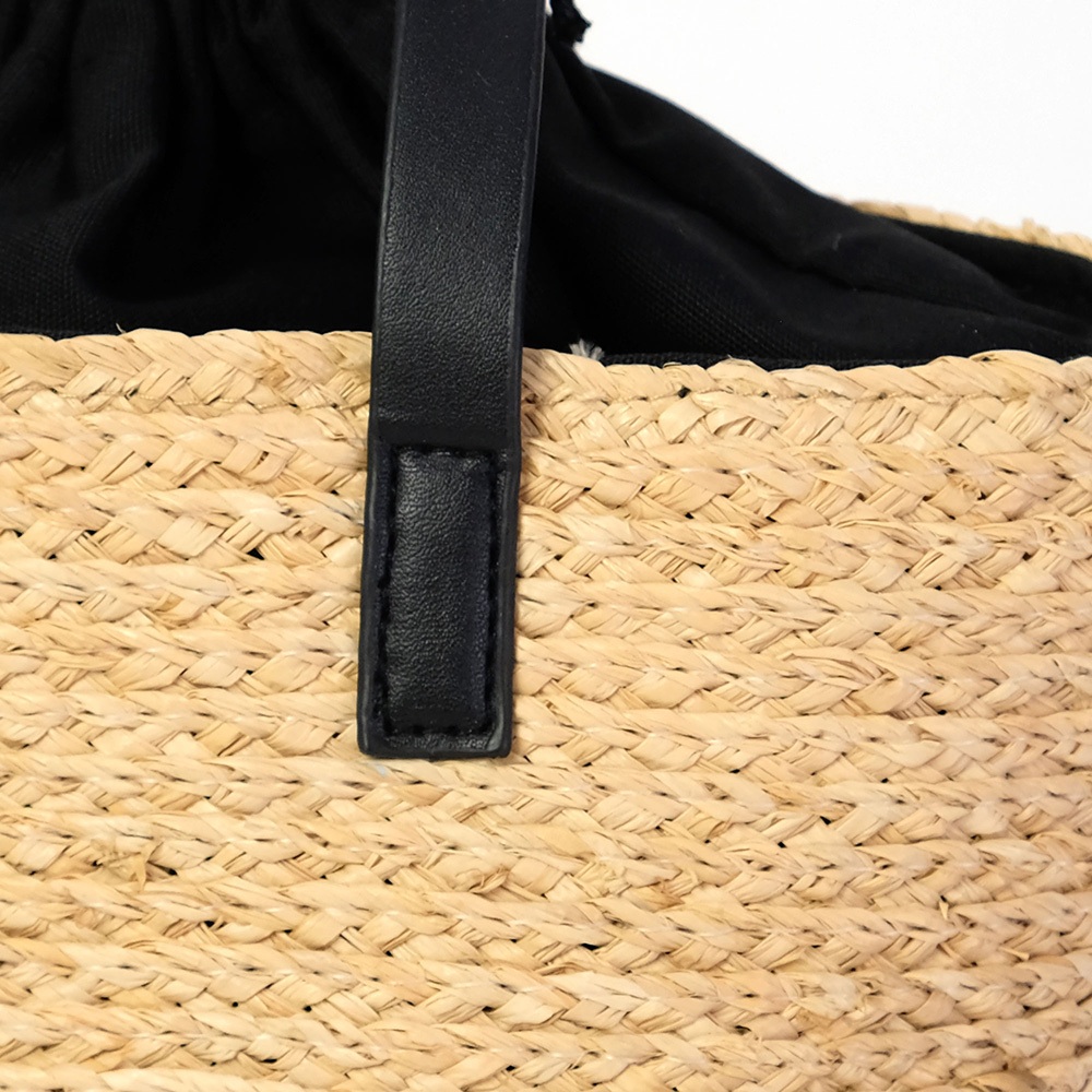 MassimoDutti｜かごバッグ ラフィア×レザー 上品カジュアル 夏 Massimo dutti】レザー×ラフィア製かごバッグ