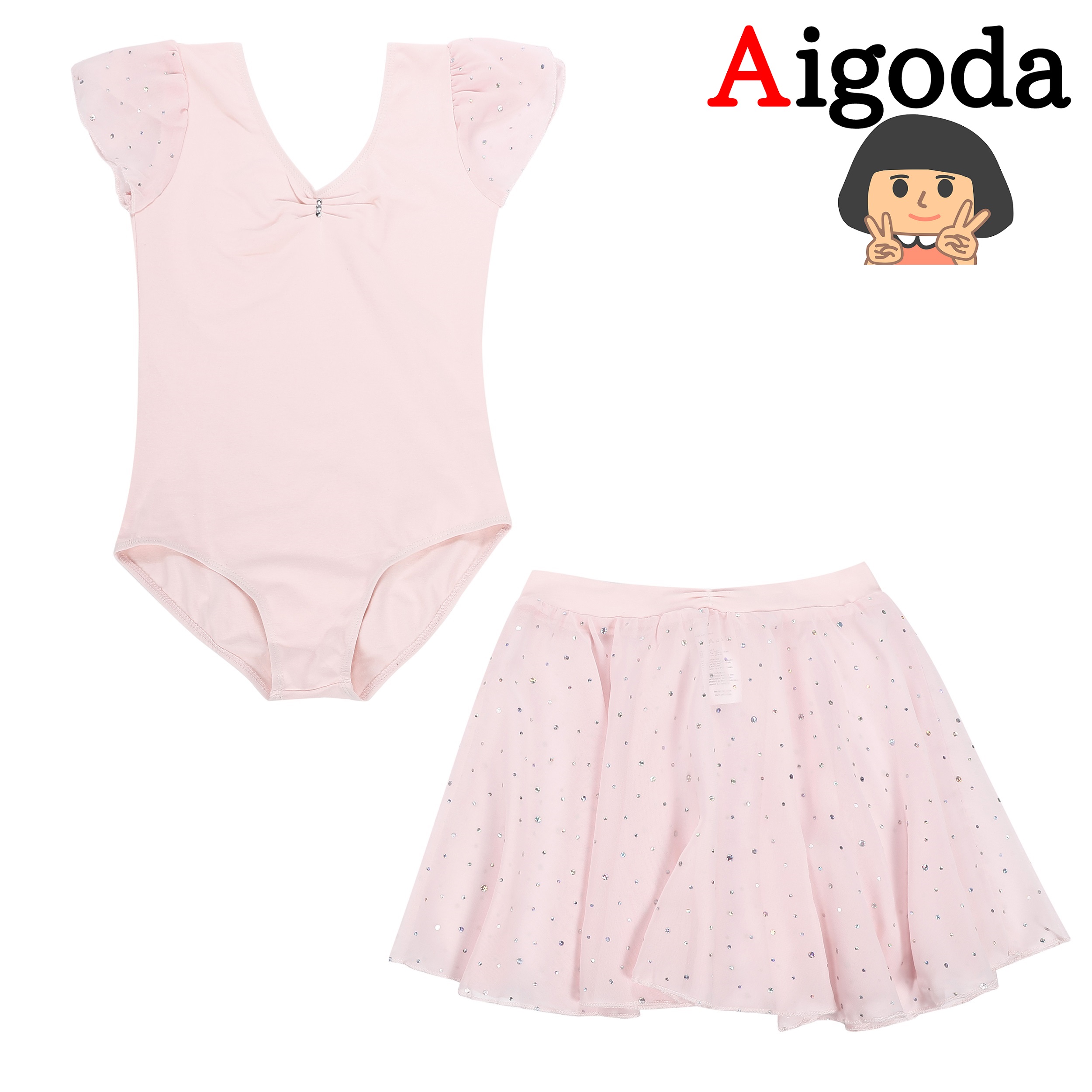 Aigoda バレエレオタード 子供用 練習用 スナップ付 110 レッド Aigoda バレエレオタード 子供用 練習用 スナップ付 110 レッド