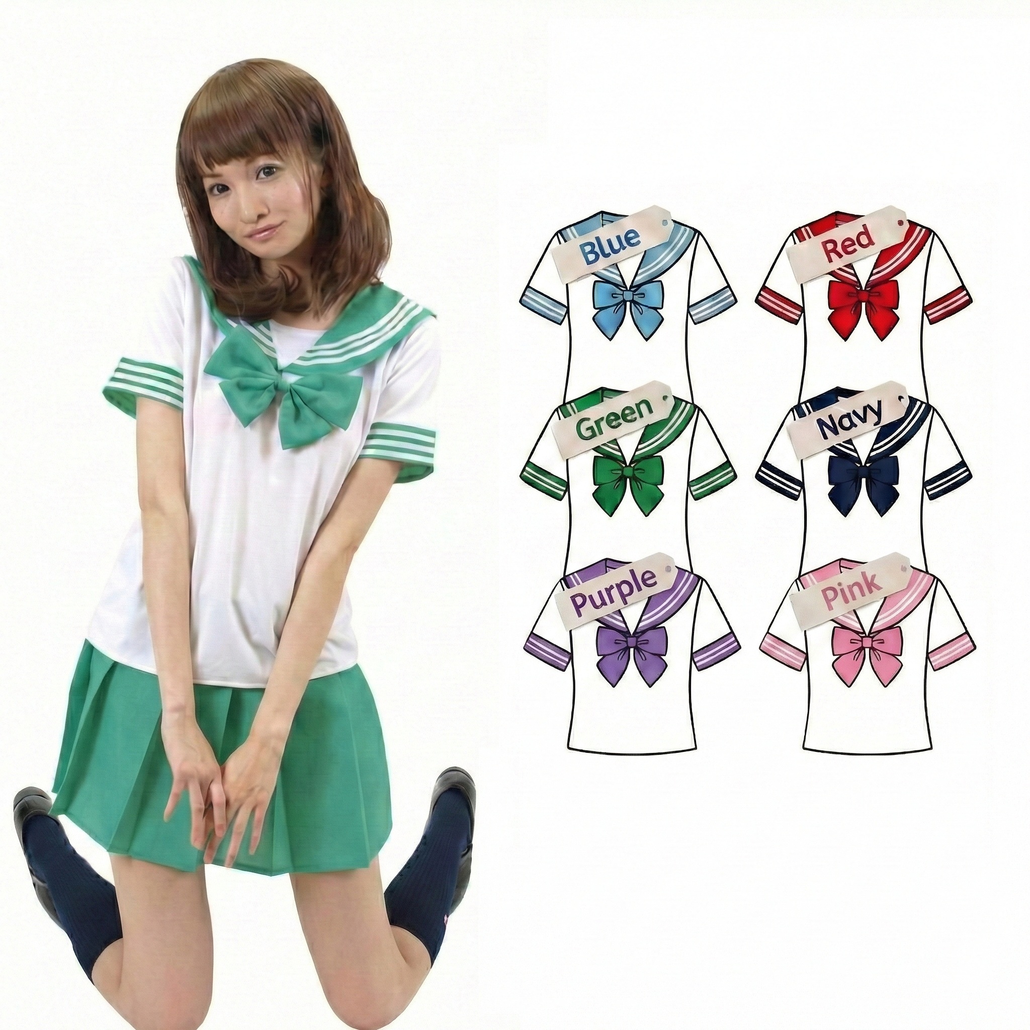 【haru】コスプレ衣装　女性用Sサイズ コスプレホリック セーラー服 コスプレ 半袖 【S〜6XL / 6色】カラフル