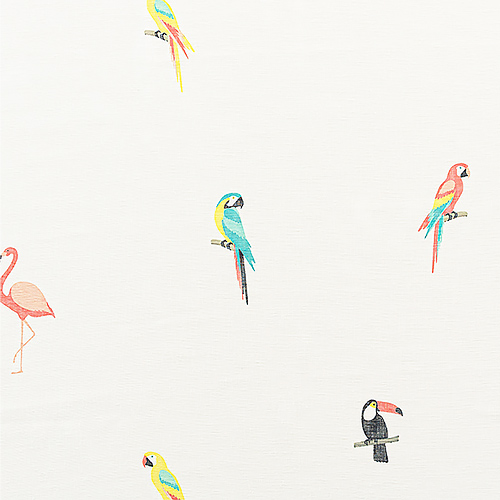 レースカーテン オーダーカーテン／ビビットカラーな鳥モチーフのレースカーテン Vita Botanica「パサロ」｜aiika｜02