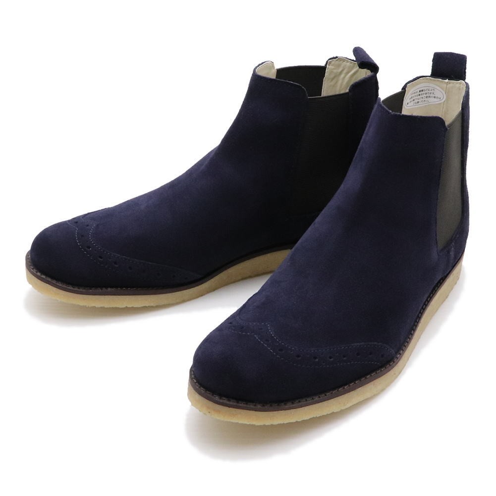 即納 本革 スエード メンズ サイドゴアブーツ 本クレープソール