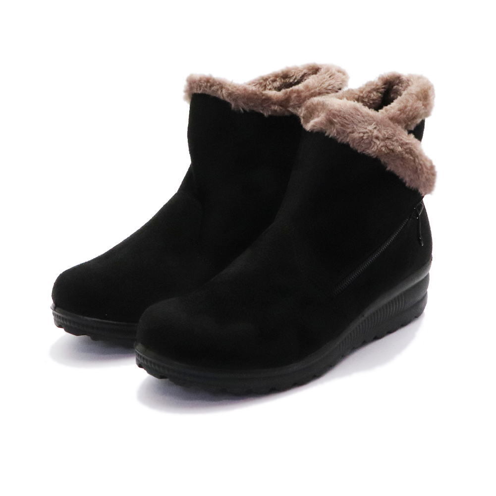 即納 「アウトレット」ファー付き ファスナー付き スエードブーツ