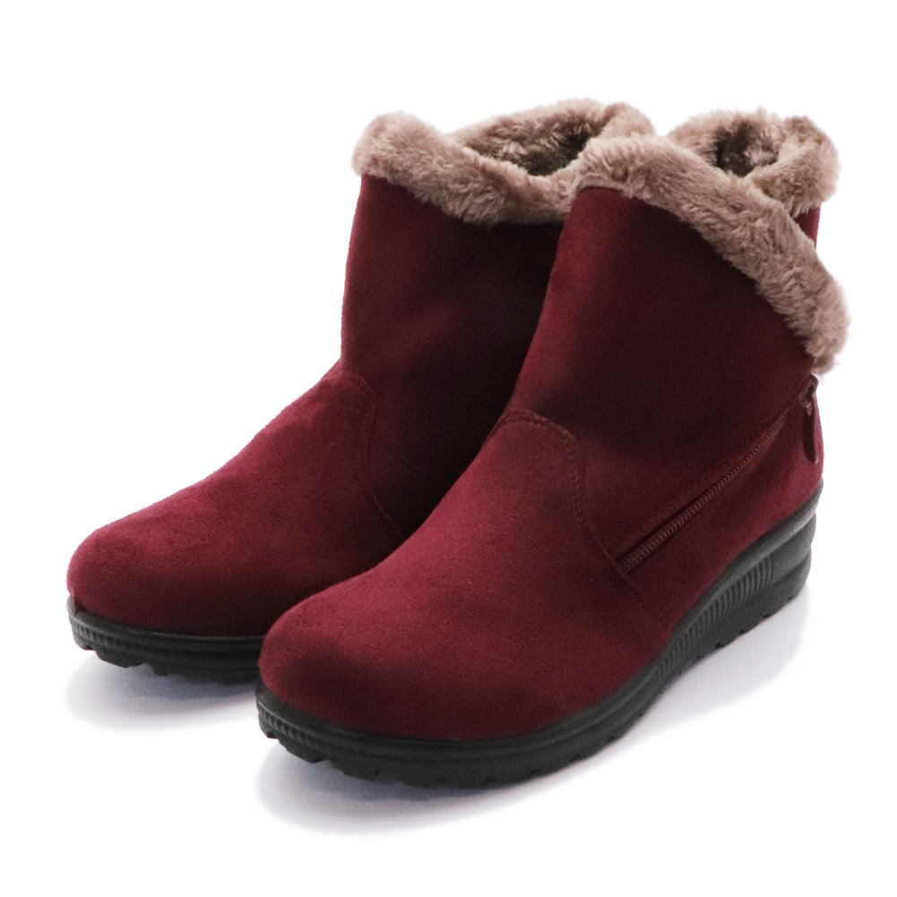 即納 「アウトレット」ファー付き ファスナー付き スエードブーツ