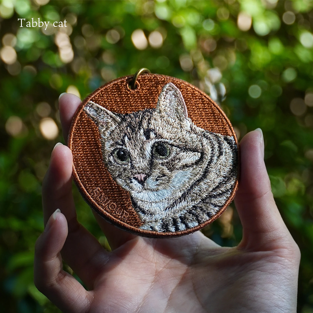 キーホルダー 猫 刺繍 ネコ ネコ柄 チャーム ペット ガーフィールド 黒