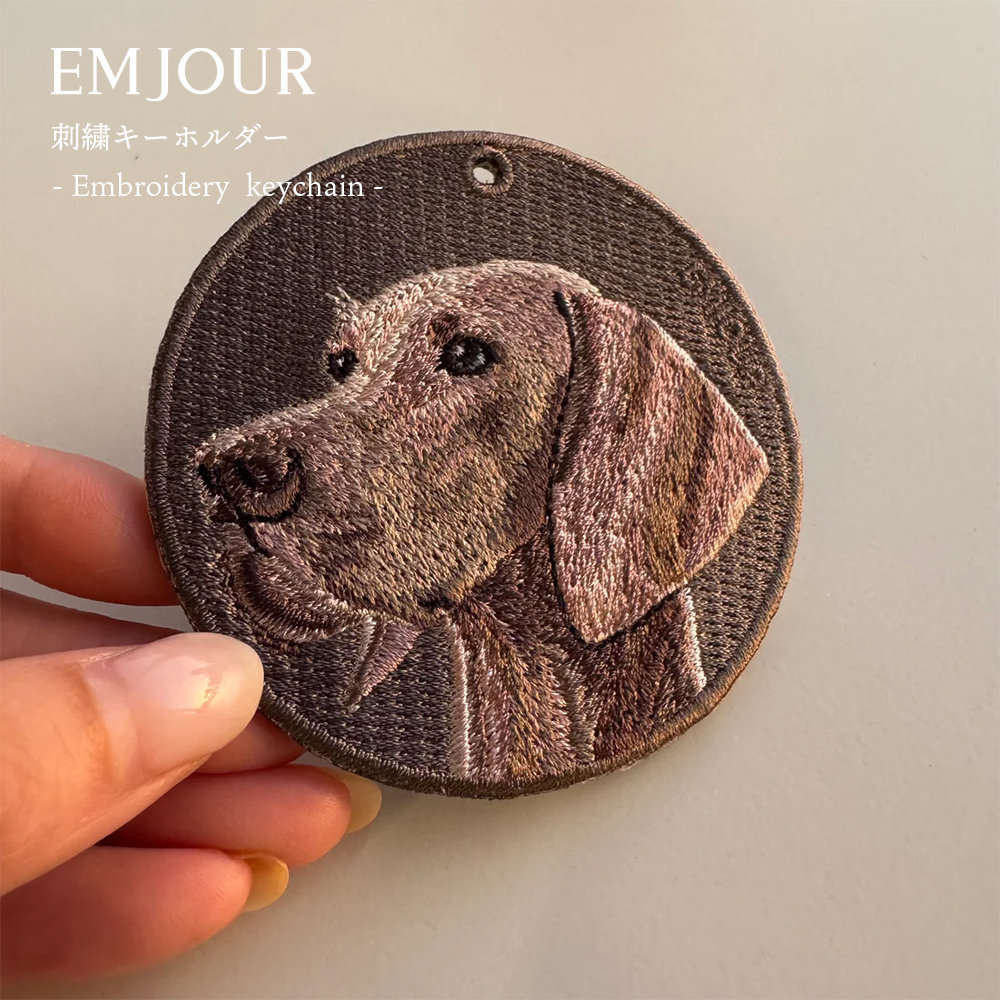 キーホルダー 犬 刺繍 イヌ チャーム ワイマラナー ポメラニアン