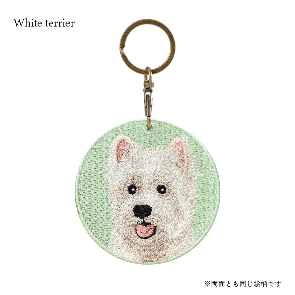 キーホルダー 犬 刺繍 イヌ チャーム ビションフリーゼ ペキニーズ 