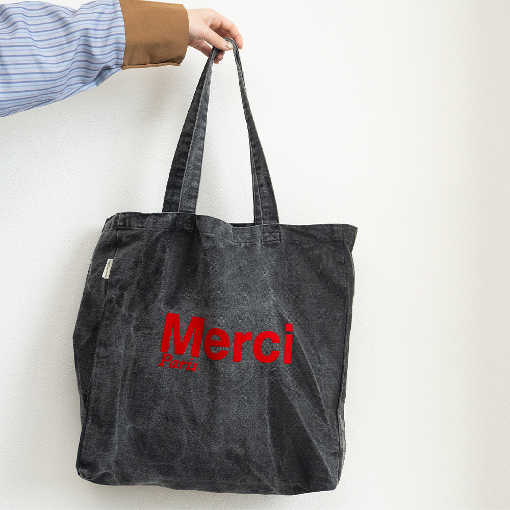 Merci メルシー トートバッグ フランス パリ コットン ブラック