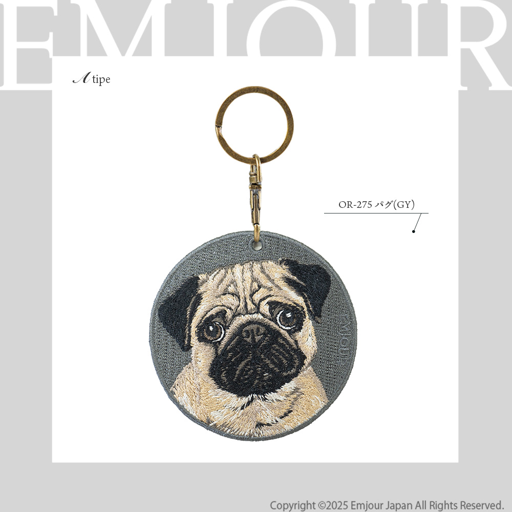 Kii（CITIZEN） キーホルダー 犬 刺繍 イヌ フレンチブルドッグ