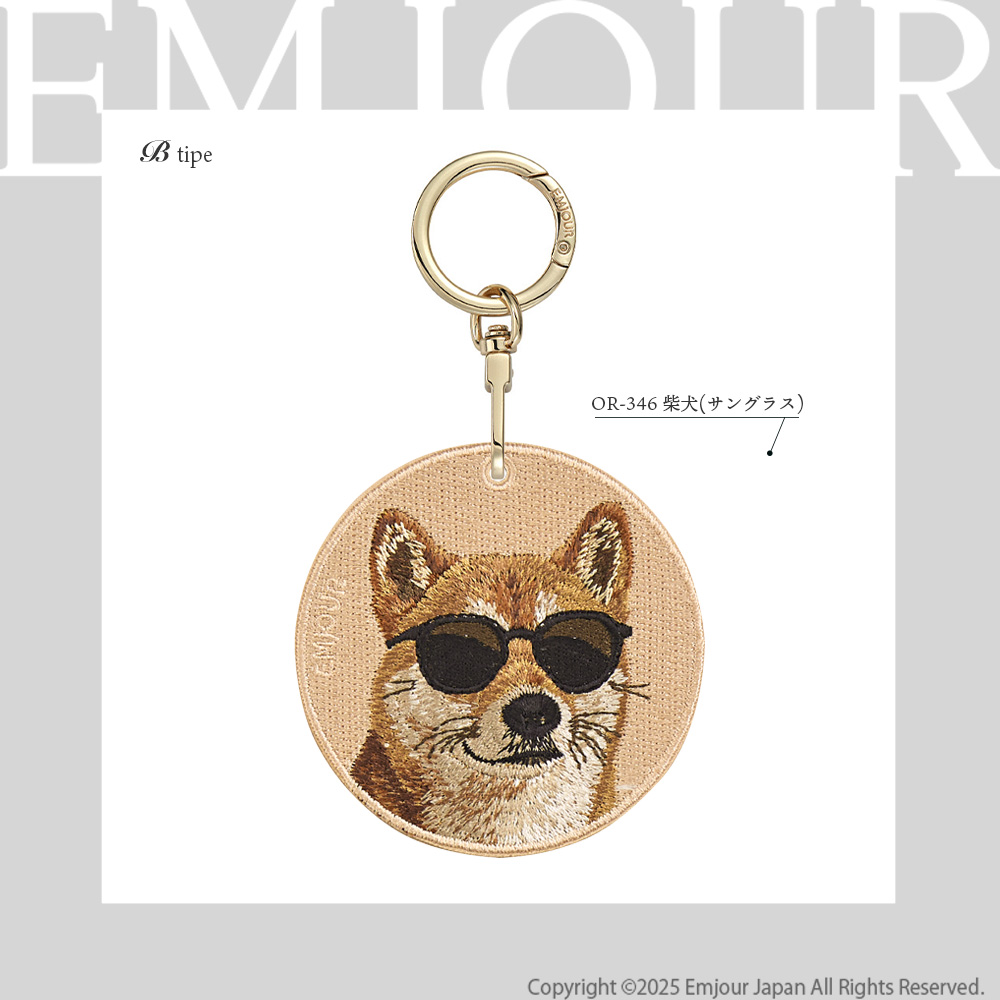 柴犬さんワイヤーキーホルダー CavariA（キャバリア） キーホルダー 刺繍 柴犬 サングラス シバ いぬ