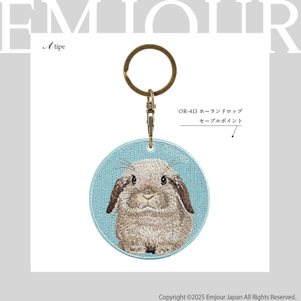 CavariA（キャバリア） キーホルダー 刺繍 ホーランドロップ セーブル