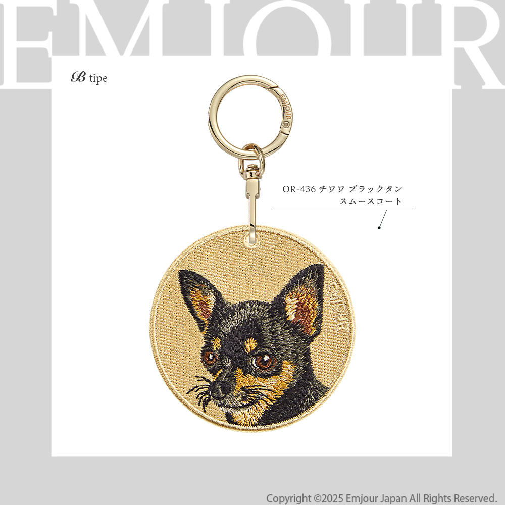 CavariA（キャバリア） EMJOUR チワワ ブラックタン キーホルダー 刺繍