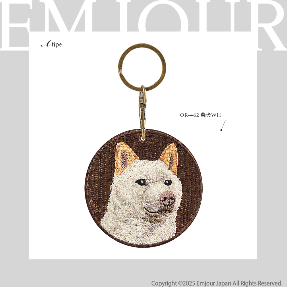 Kii（CITIZEN） EMJOUR 白柴 前後 柴犬 シバ シロ キーホルダー 刺繍