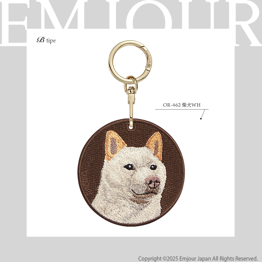 リクエスト品しじみバッグ 和柄キーホルダー2個 Kii（CITIZEN） EMJOUR 白柴 前後 柴犬 シバ シロ キーホルダー 刺繍