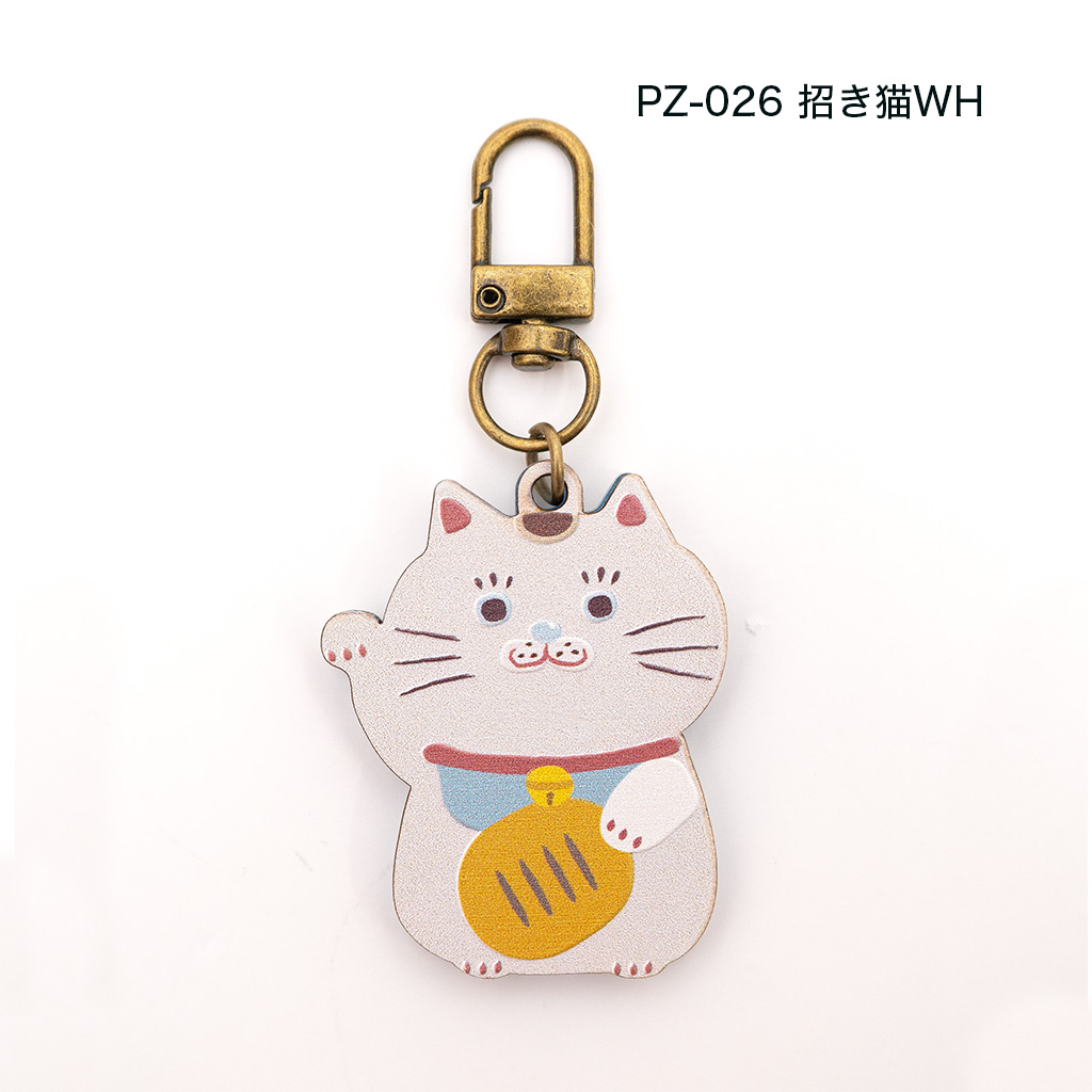 キーホルダー 木製 ミラーキーホルダー 鏡付き タピオカ カワウソ