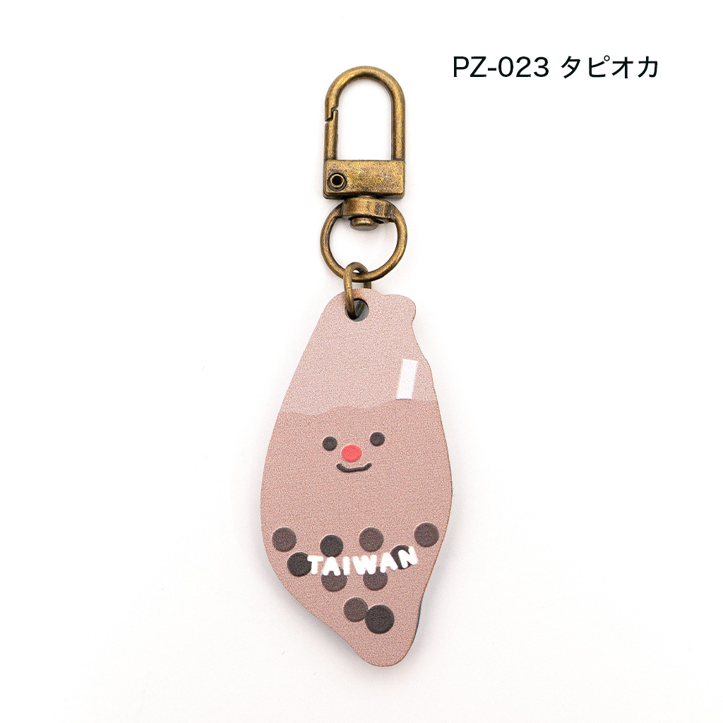 キーホルダー 木製 ミラーキーホルダー 鏡付き タピオカ カワウソ