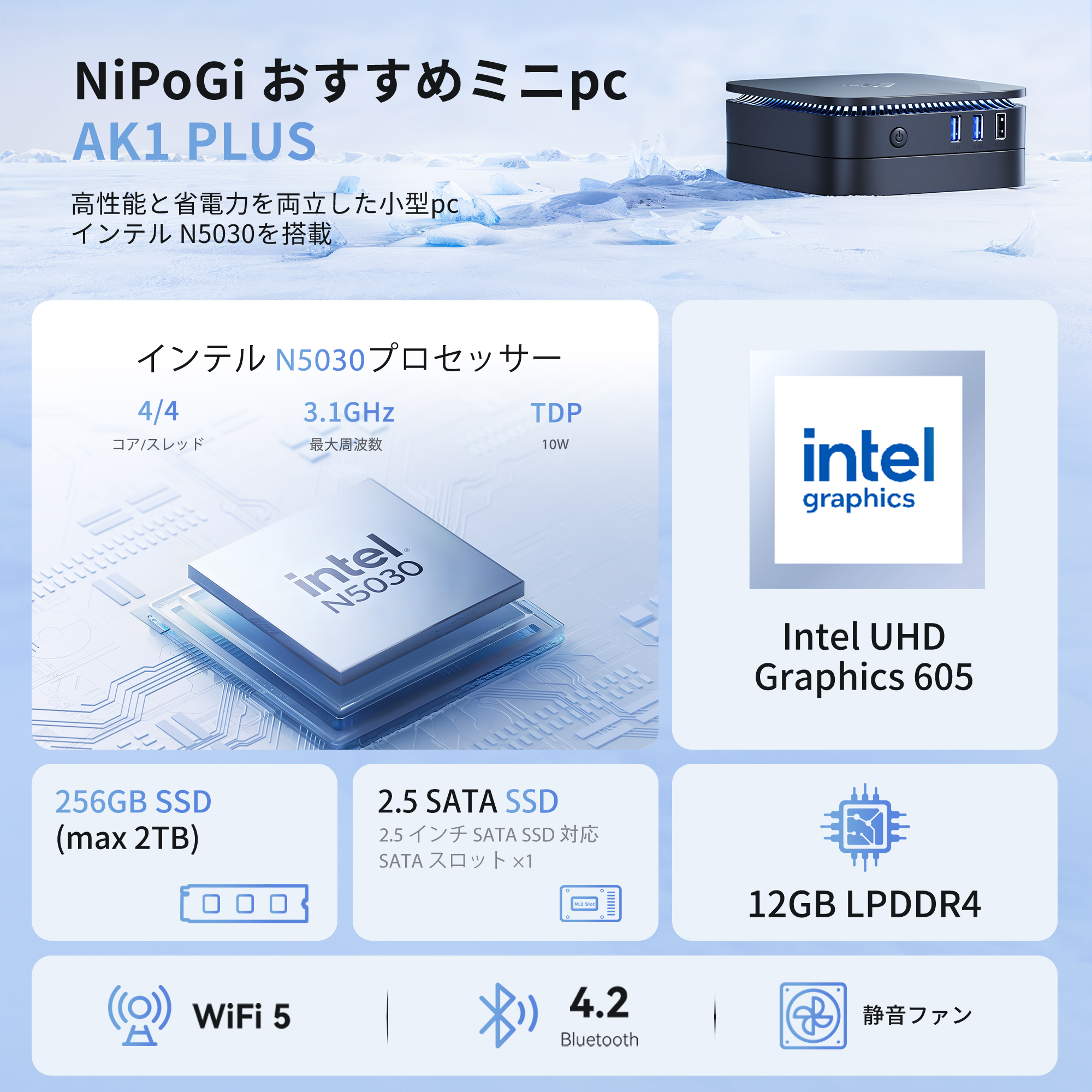 ミニPC n5030 【12GB LPDDR4...の詳細画像1