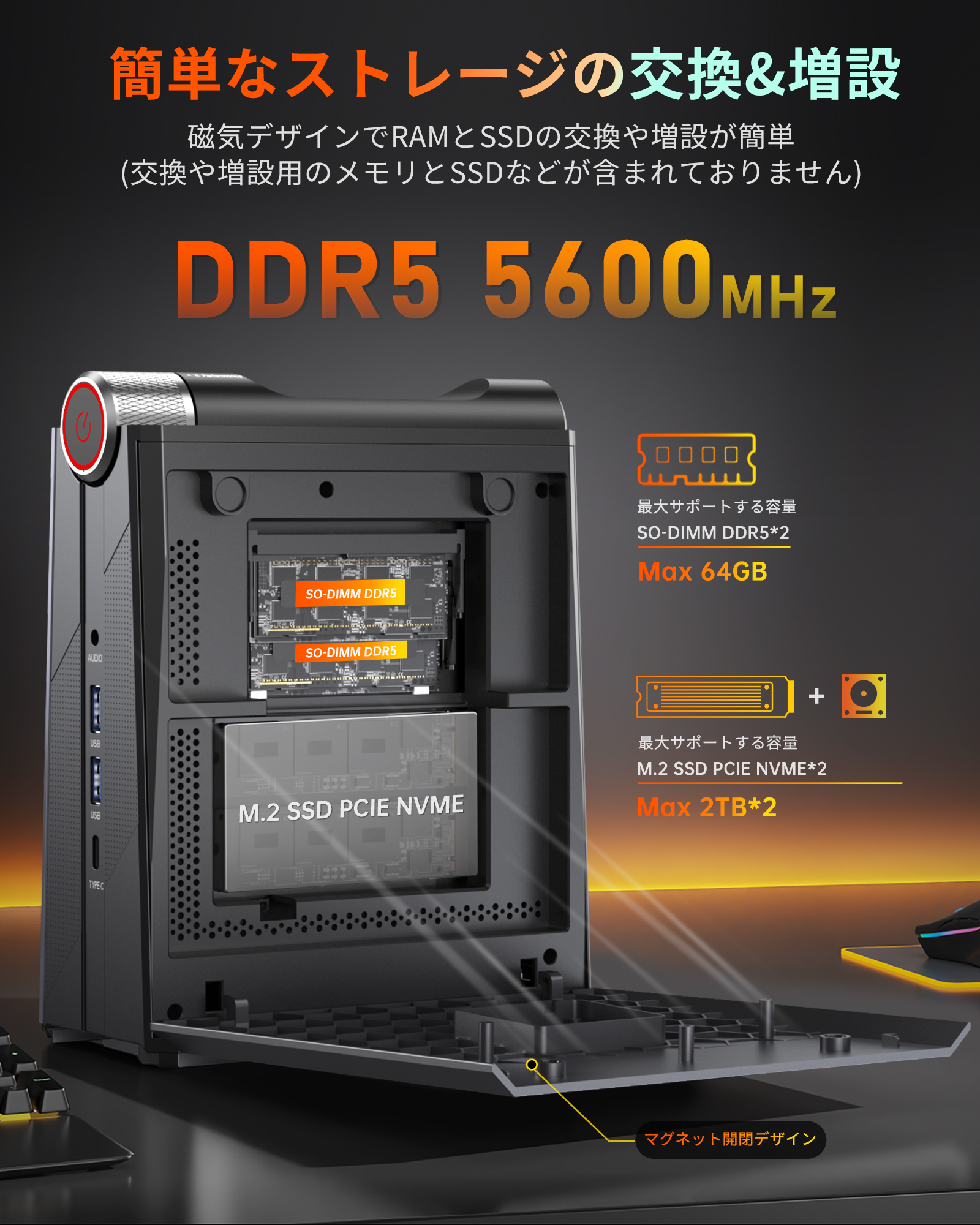 ACEMAGIC ゲーミングpc ミニpc AMD Ryzen7 8845HS 32GB DDR5 1TB SSD 8C16T 5.1GHz  WiFi6 ミニパソコン ミニゲーミングpc 三画面出力 8K Ryzen〓 AI minipc : am08pro-8845hs-1 :  NiPoGi公式店 - 通販 - Yahoo!ショッピング