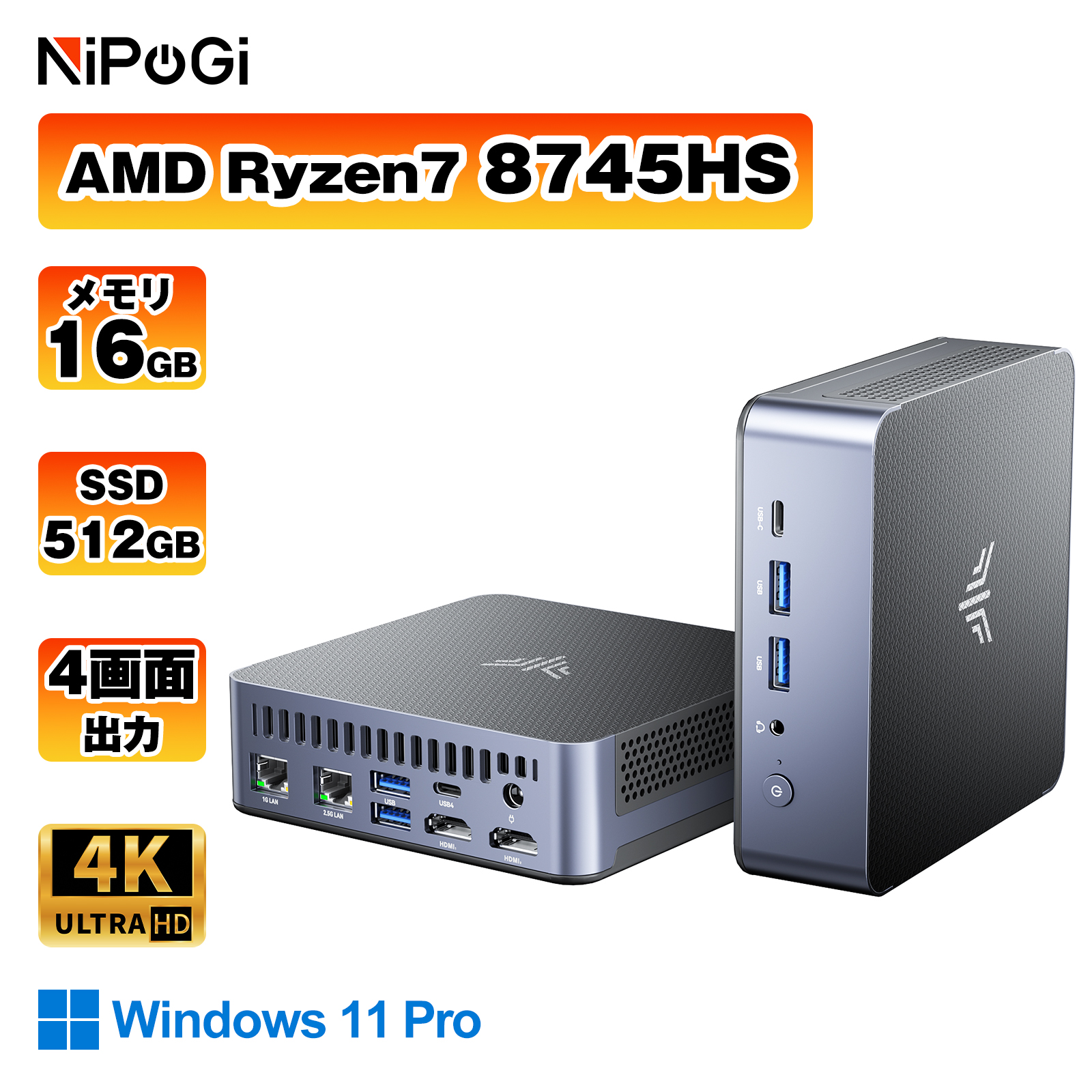 NiPoGi ミニpc Ryzen 7 8745HS mini pc 16GB DDR5 512GB M.2 NVME ミニ