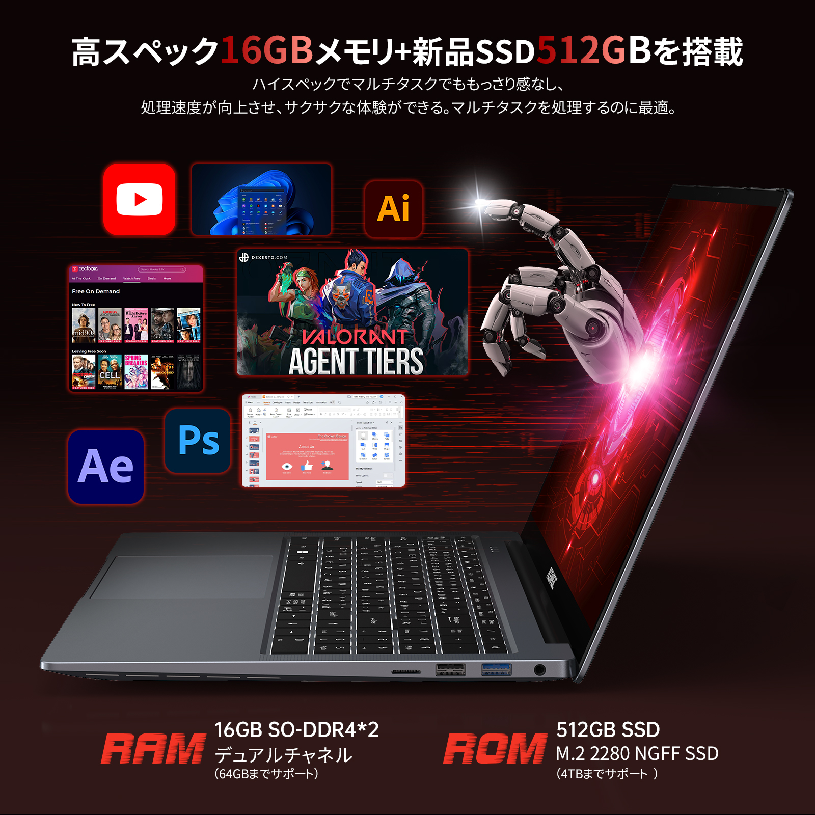 ACEMAGIC ノートパソコン 新品 AMD Ryzen 7 5825U 16.1インチIPS液晶 フルHD メモリ16GB DDR4 SSD 512GB Win11Pro搭載 WiFi-6 BT5.0 HDMI 高速放熱静音 FHD1080P 関連画像2