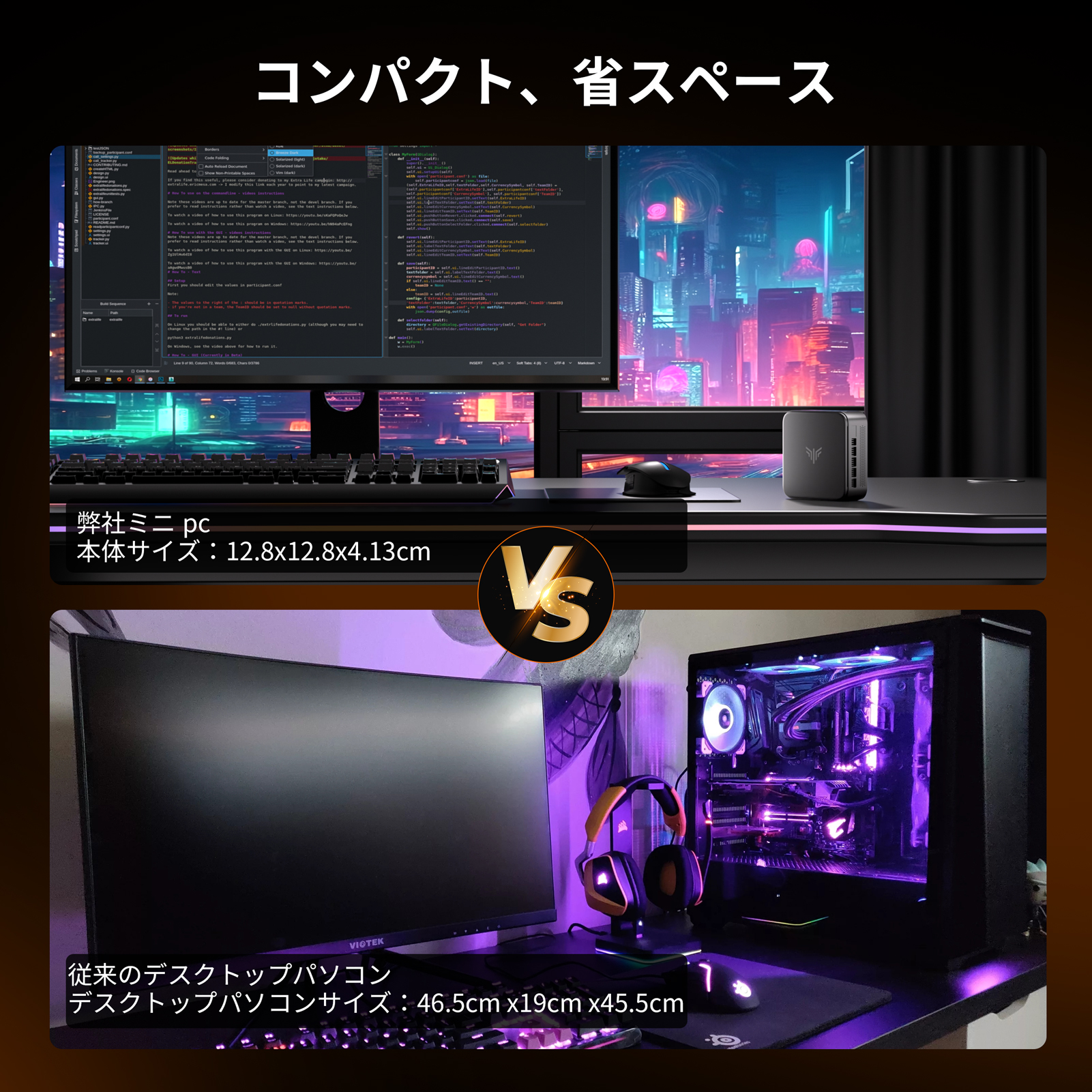 NiPoGi ゲーミング AMD Ryzen7 7735HS ミニpc ゲーミングpc 4.75GHz 8C16T メモリ 24GB+512GB SSD 4K60Hz 3画面出力 小型pc 静音 WiFi6 BT5.2(E3B-7735HS-24512)の画像