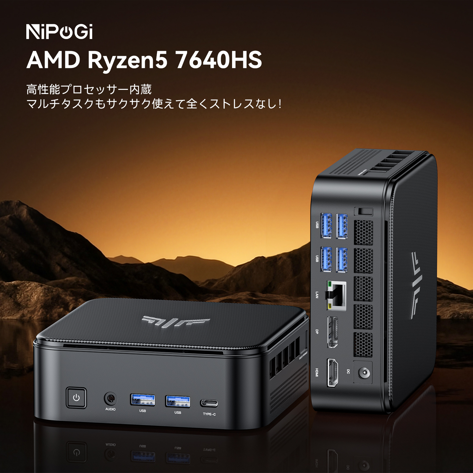 NiPoGi ミニpc AMD Ryzen5 7640HS 最大5.0GHz 24GB LPDDR5 512GBSSD