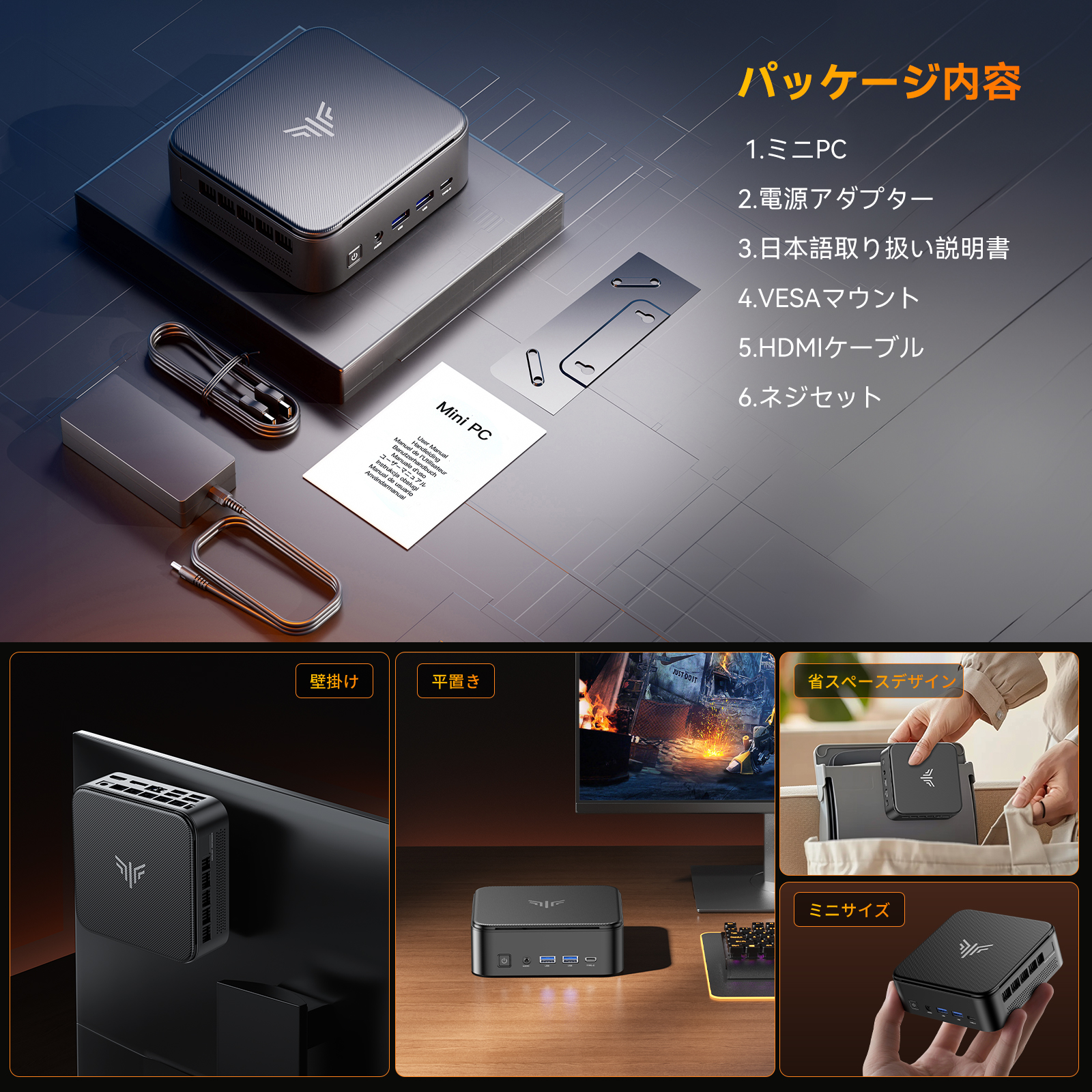 NiPoGi ミニpc AMD Ryzen5 7640HS 最大5.0GHz 24GB LPDDR5 512GBSSD