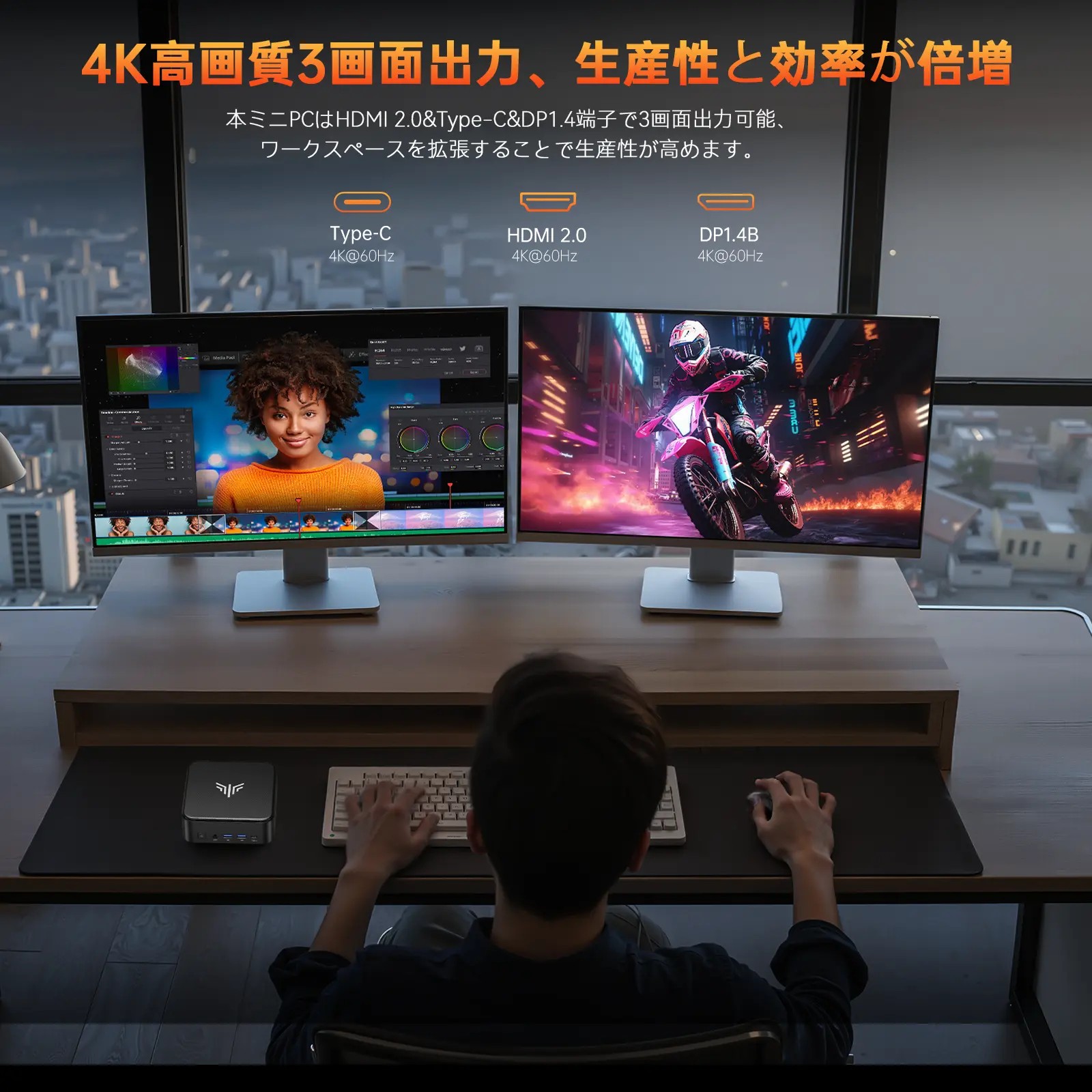 NiPoGi ゲーミング AMD Ryzen7 7735HS ミニpc ゲーミングpc 4.75GHz 8C16T メモリ 24GB+512GB SSD 4K60Hz 3画面出力 小型pc 静音 WiFi6 BT5.2(E3B-7735HS-24512)の画像