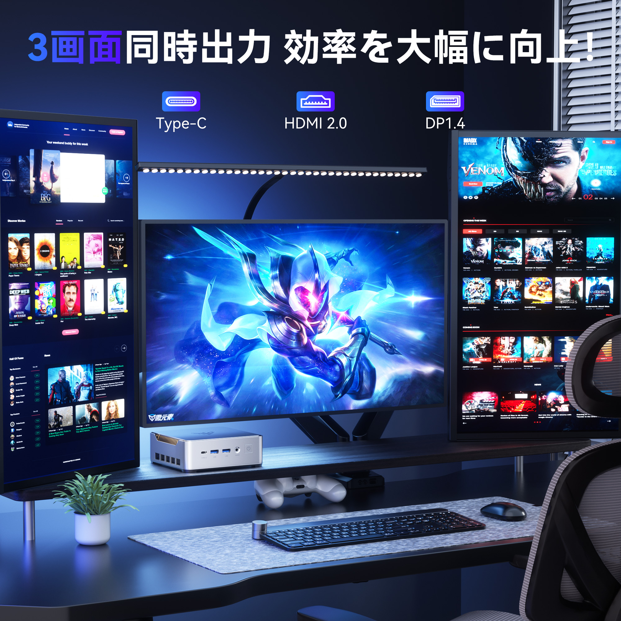 NIPOGI ミニPC インテル Core i5-14450HX搭載 32GB DDR4 1TB M.2 2280