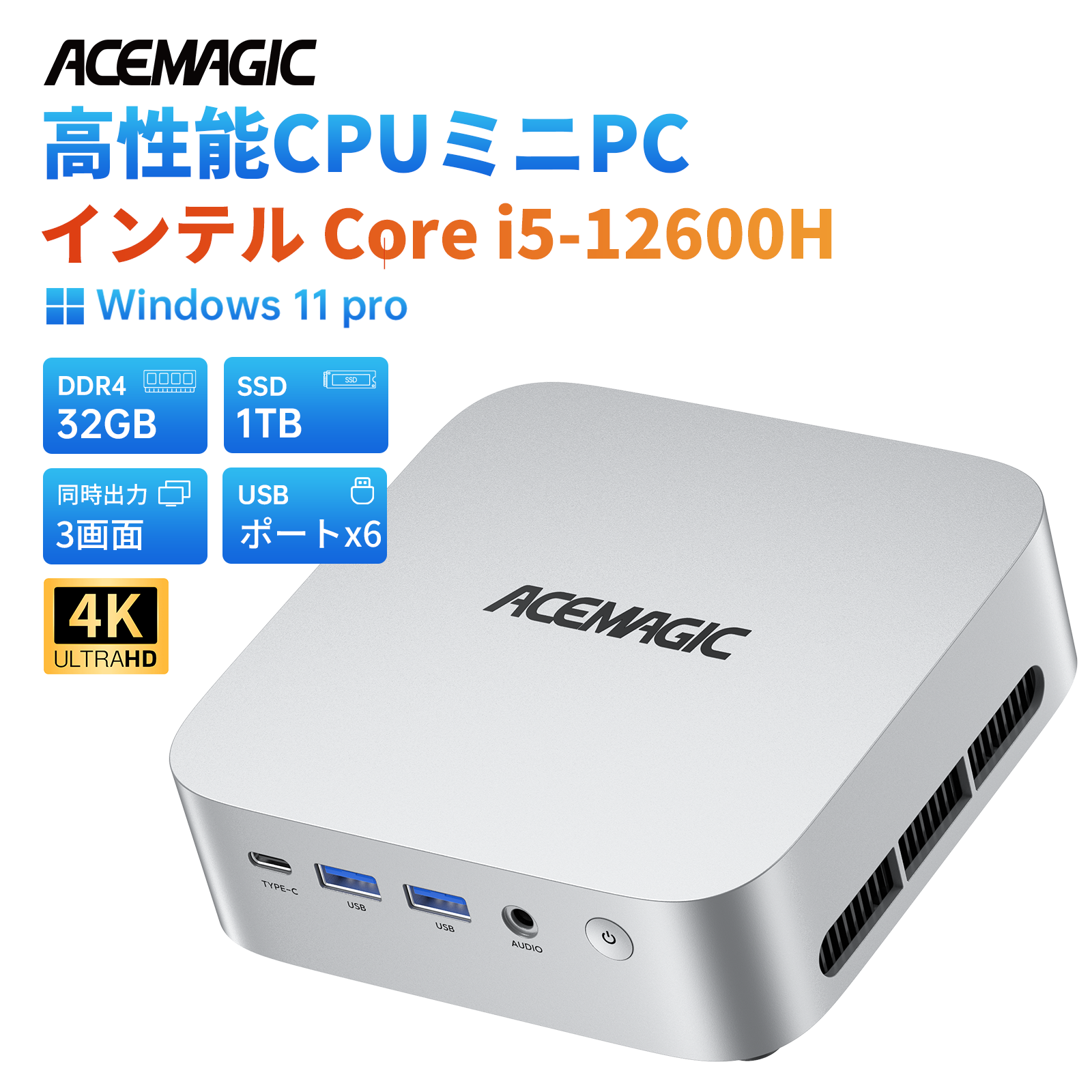 インテル ミニPC i5–12600H P2 Lite 16GB/512GB インテル Core i5-12600H ミニpc 最大4.5GHz 12C16T 32GB DDR4 1TB M.2