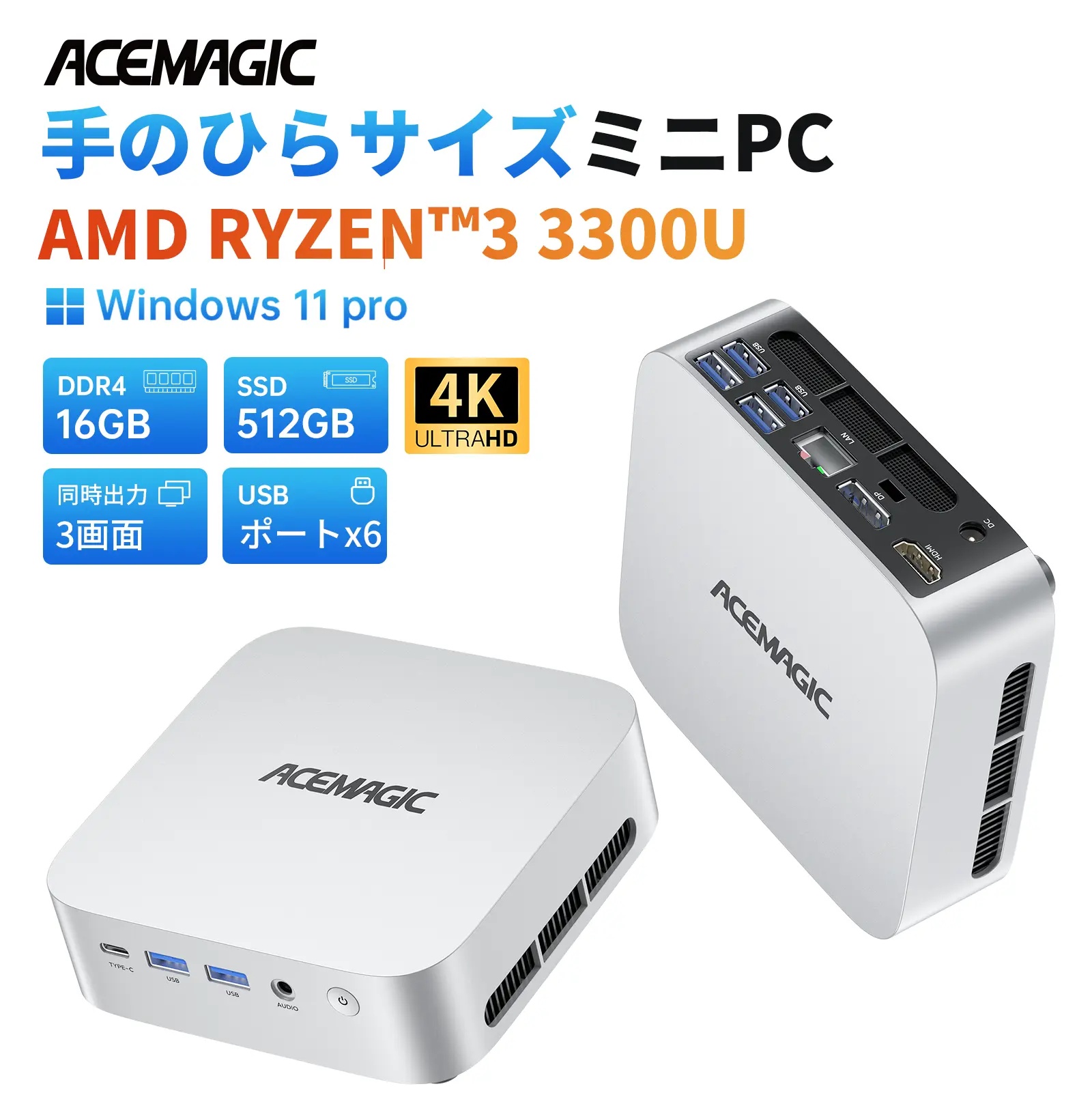 ミニPC 高性能 AMD Ryzen7 6800H 16GB DDR5 4800MHz 512GB SSD PCIE3.0