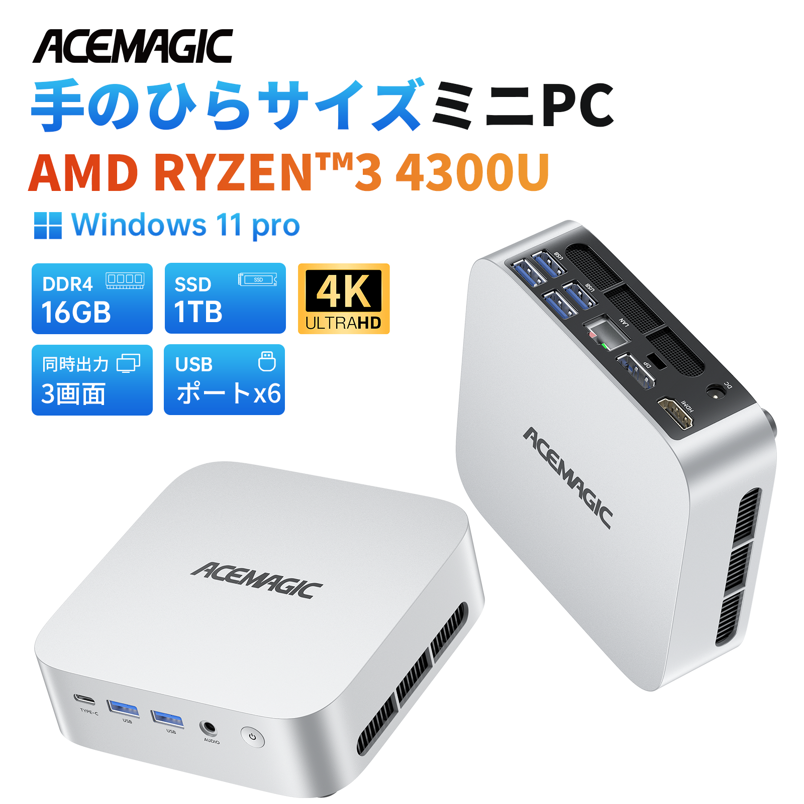 NIPOGI ミニPC インテル Core i5-14450HX搭載 32GB DDR4 1TB M.2 2280