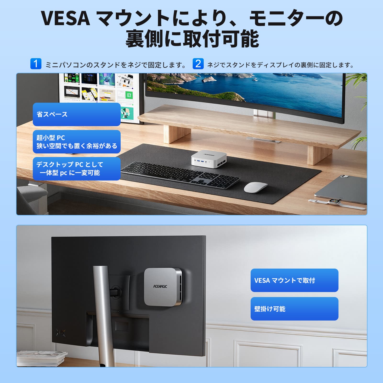 ACEMAGIC AMD Ryzen 4300U ミニpc 3.7GHz メモリ 16GB DDR4 512GB SSD