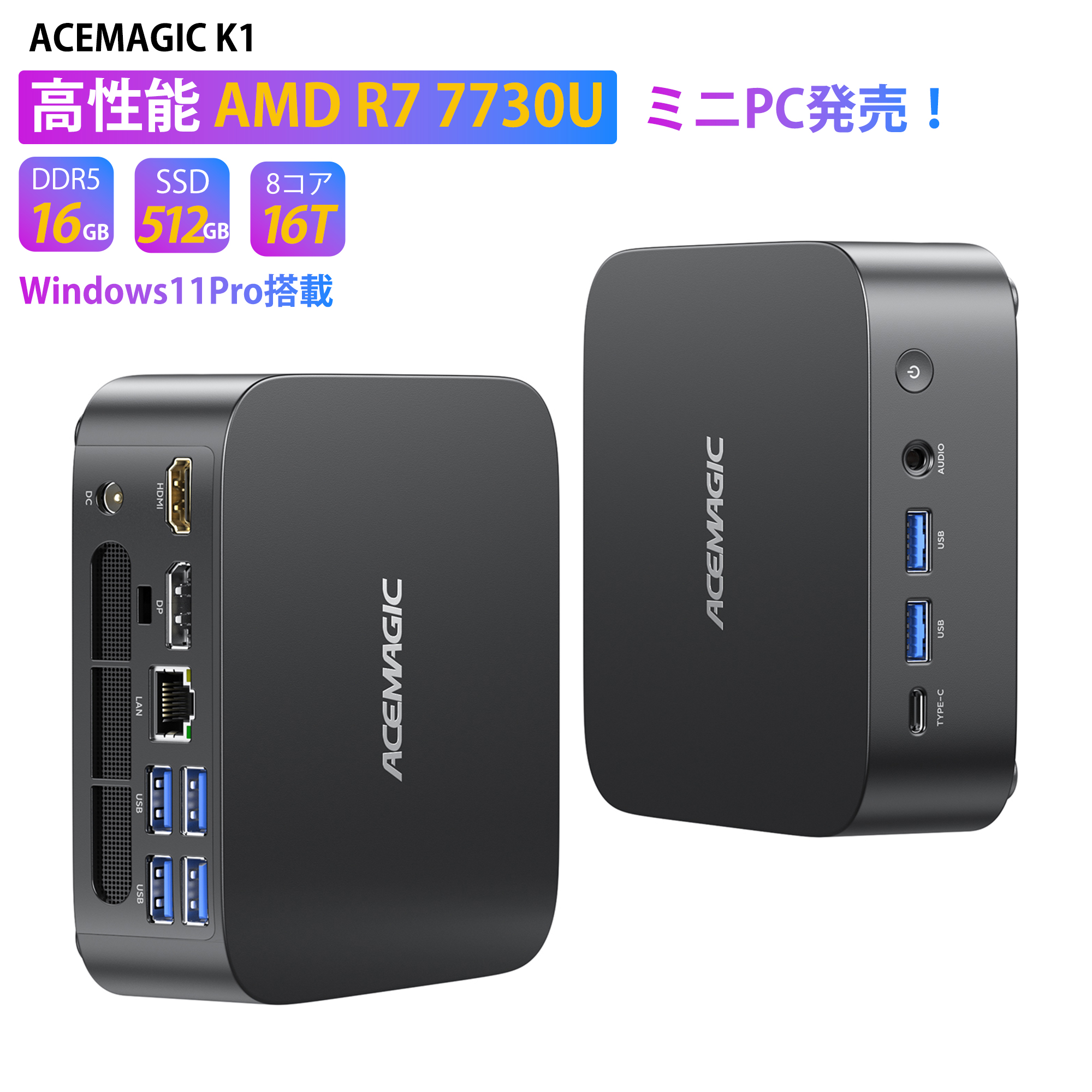 OEM KEY保証 NIPOGI mini pc Ryzen 3300U Win11Pro 16GB+512GB SSD