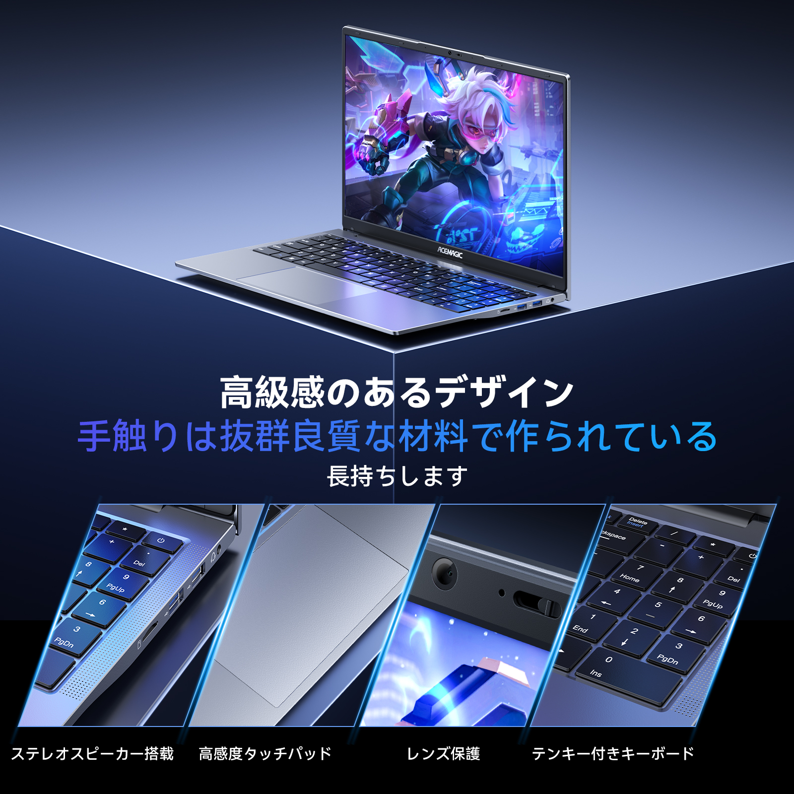 ノートパソコン Intel Core i5-12600H 15.6インチ ノートPC 16GB DDR4 512GB SSD Win11 フルHD WiFi6 BT5.2 USB3.2 冷却ファン 静音 初心者向け(LX15PRO-12600H)の画像