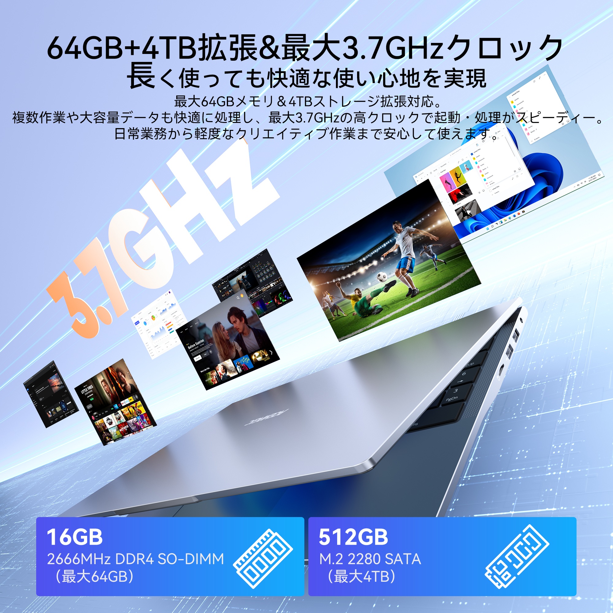 新品 ノートパソコン ノートPC AMD Ryzen 4300 4C/4T 16GB DDR4(64GB