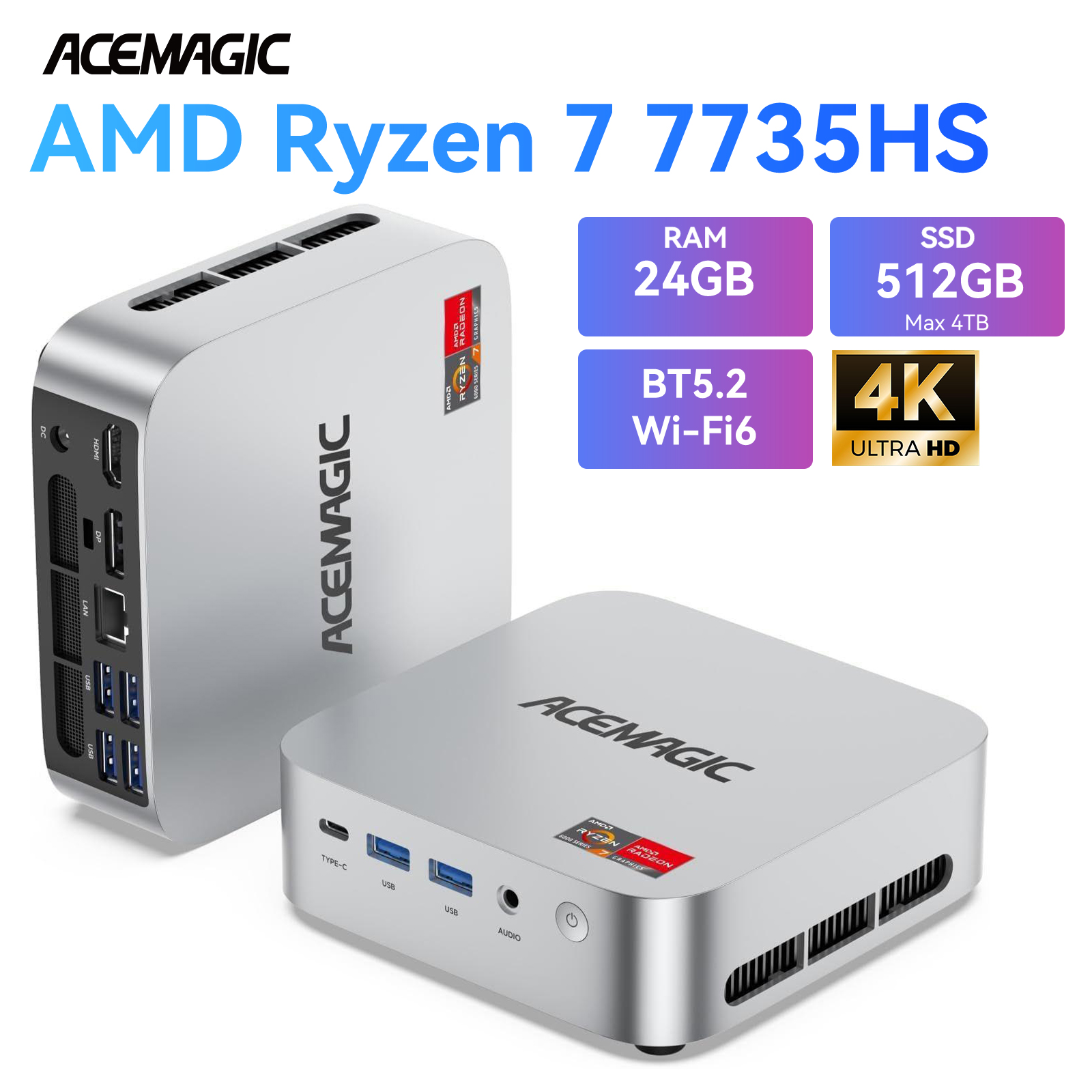 最後1台 ゲーミング ミニPC Ryzen7 7735HS mini pc 32GB 512GB 小型pc
