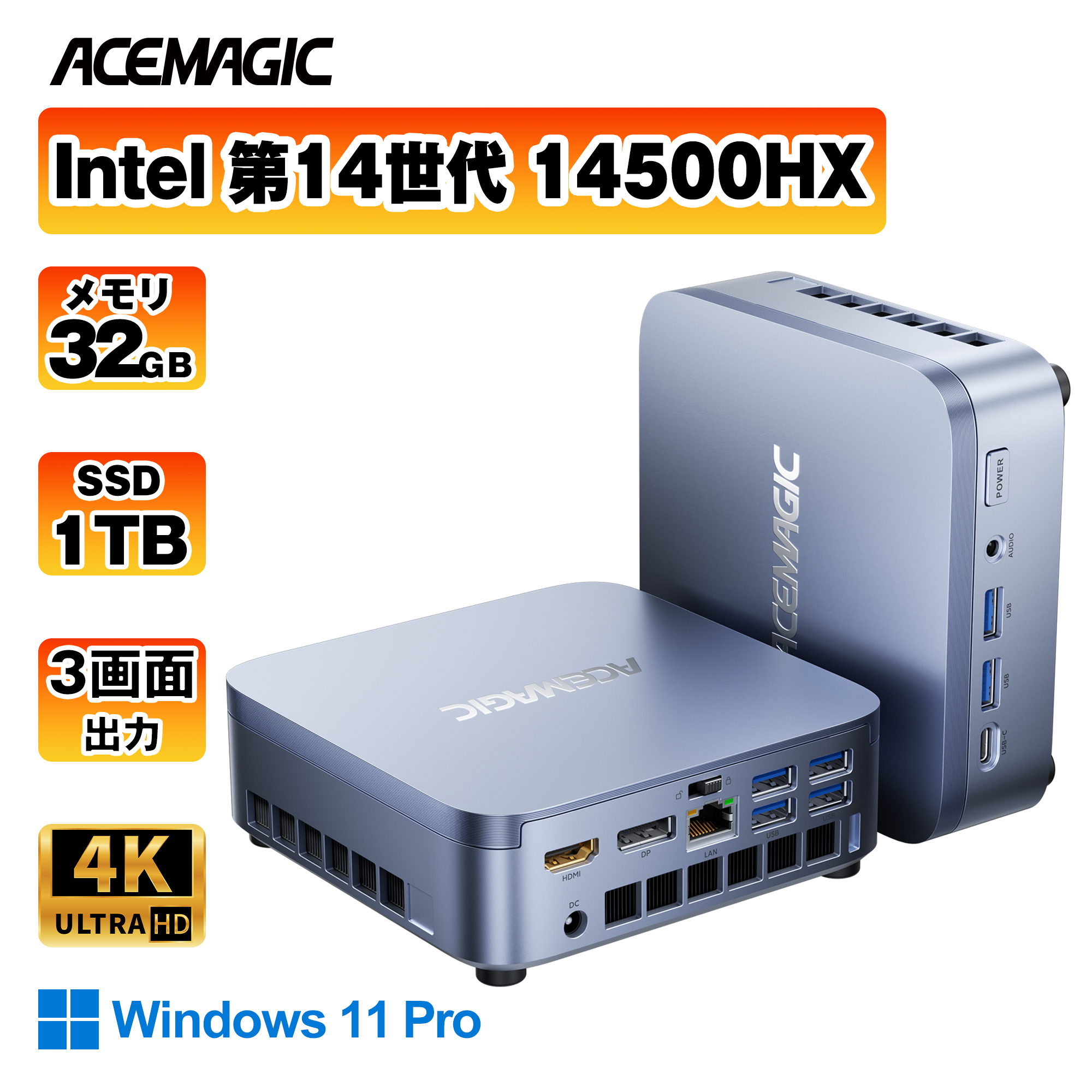 ミニPC 第14世代 Core i5-14500HX(14C/20T)☆32GB+1TB☆豊富なI/O