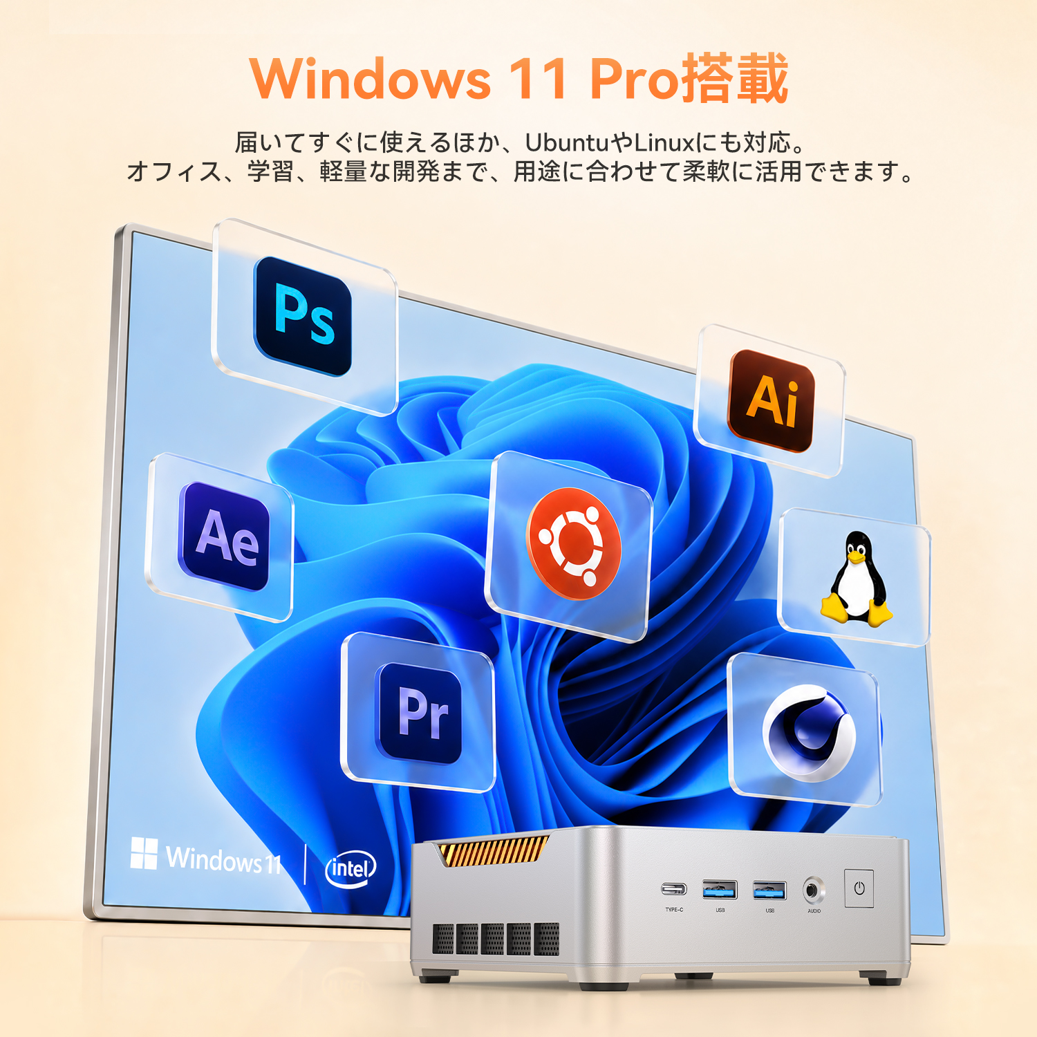 NiPoGi 【AIミニPC登場】ミニPC Intel Core 304 最大24TOPS 12GB+256GB