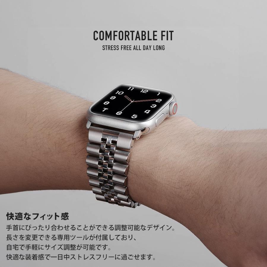 Apple Watch アップルウォッチ ステンレス製バンド ジュビリーブレスタイプ メタルリンクブレスレット スリムタイプ  ビジネスからカジュアルにも Series10対応