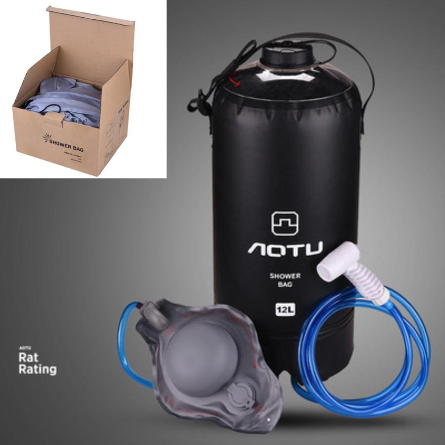 ポータブルシャワーバッグ 12L フットポンプ アウトドア 簡易シャワー