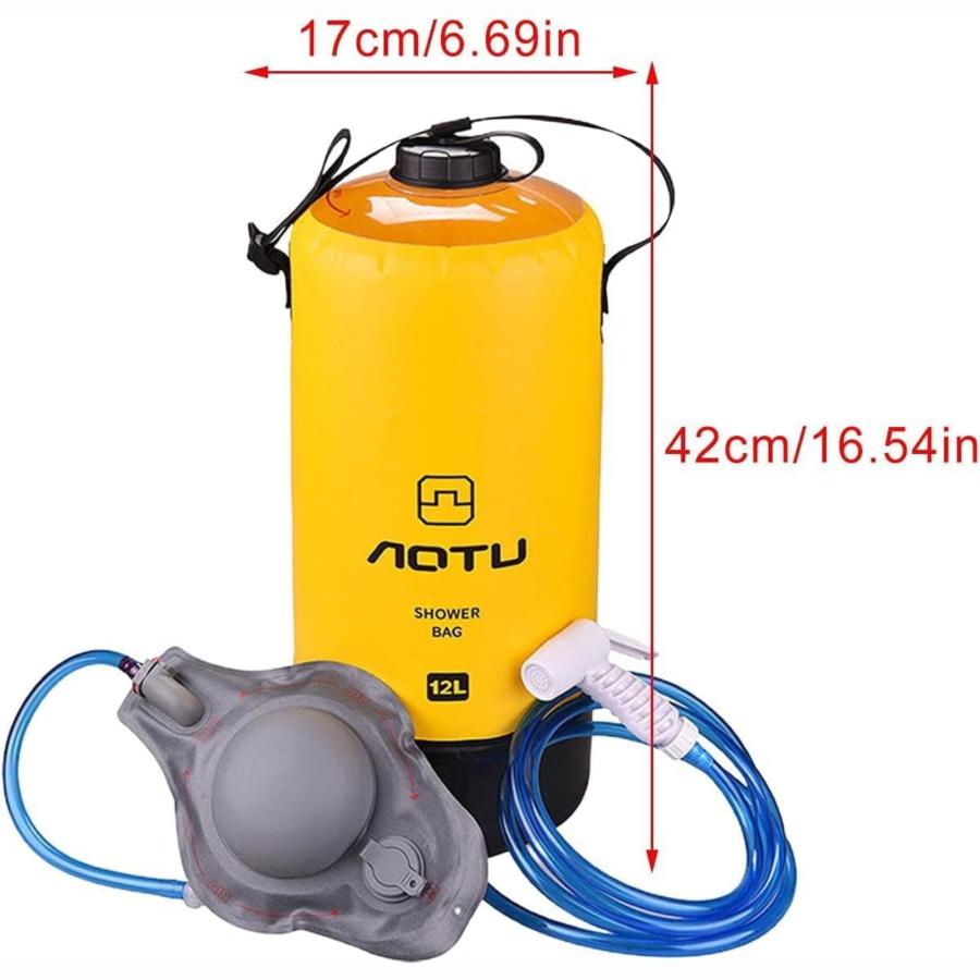 キャンプ　海水浴　ポータブル電動シャワー　シャワーポンプ　給水 ポータブルシャワーバッグ 12L フットポンプ アウトドア 簡易シャワー