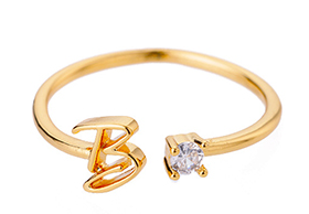 指輪 レディース イニシャルリング アルファベット キュービック ジルコニア 重ね付け おしゃれ 30代 40代 50代 フリーサイズ |  | 01