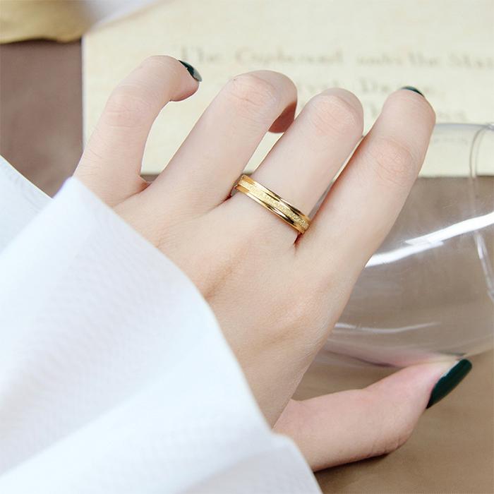 指輪 レディース サージカルステンレス ピンクゴールド 中央砂目 金属アレルギー対応 ペアリング おしゃれ |  | 01