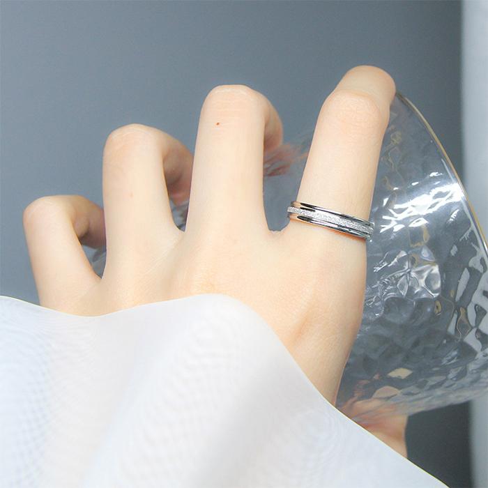 指輪 レディース サージカルステンレス ピンクゴールド 中央砂目 金属アレルギー対応 ペアリング おしゃれ |  | 02