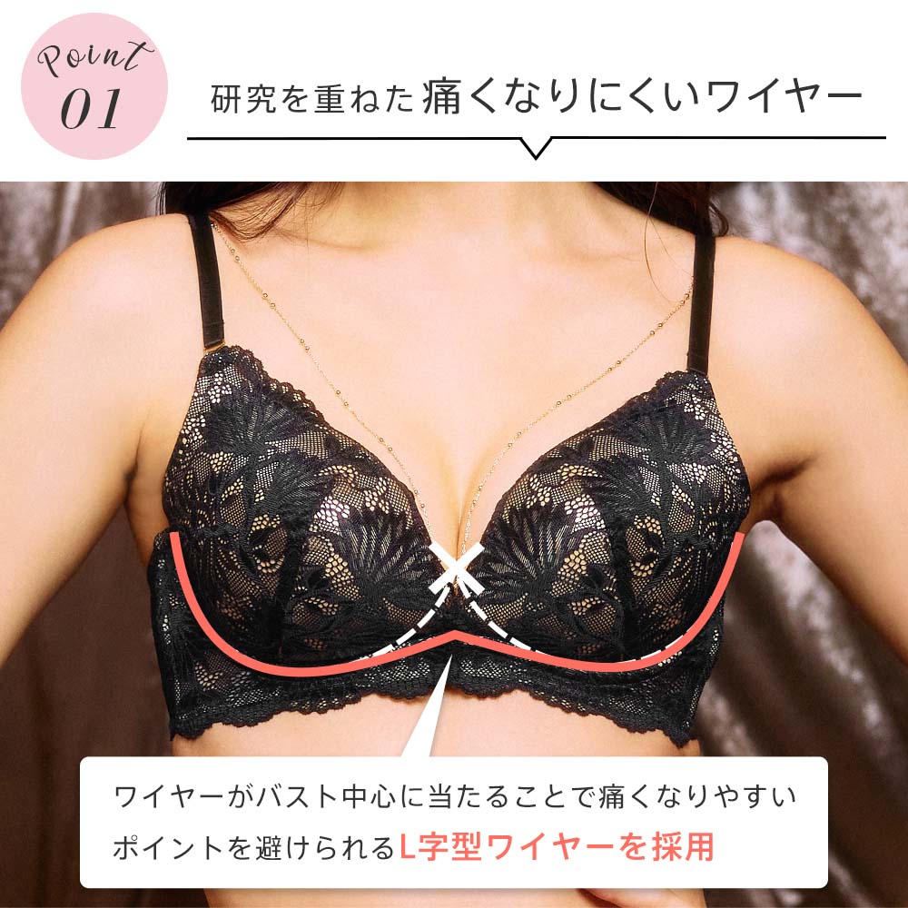 aimerfeel ブラジャー ショーツ セット フラワーレース 脇高