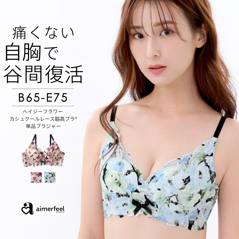 ブラジャー カシュクールレース 脇高ブラ 単品 下着 可愛い レディース ブラ 女性 脇高 脇肉 レース かわいい 脇高設計 補正ブラジャー 花柄 育乳ブラ aimerfeel｜aimerfeel