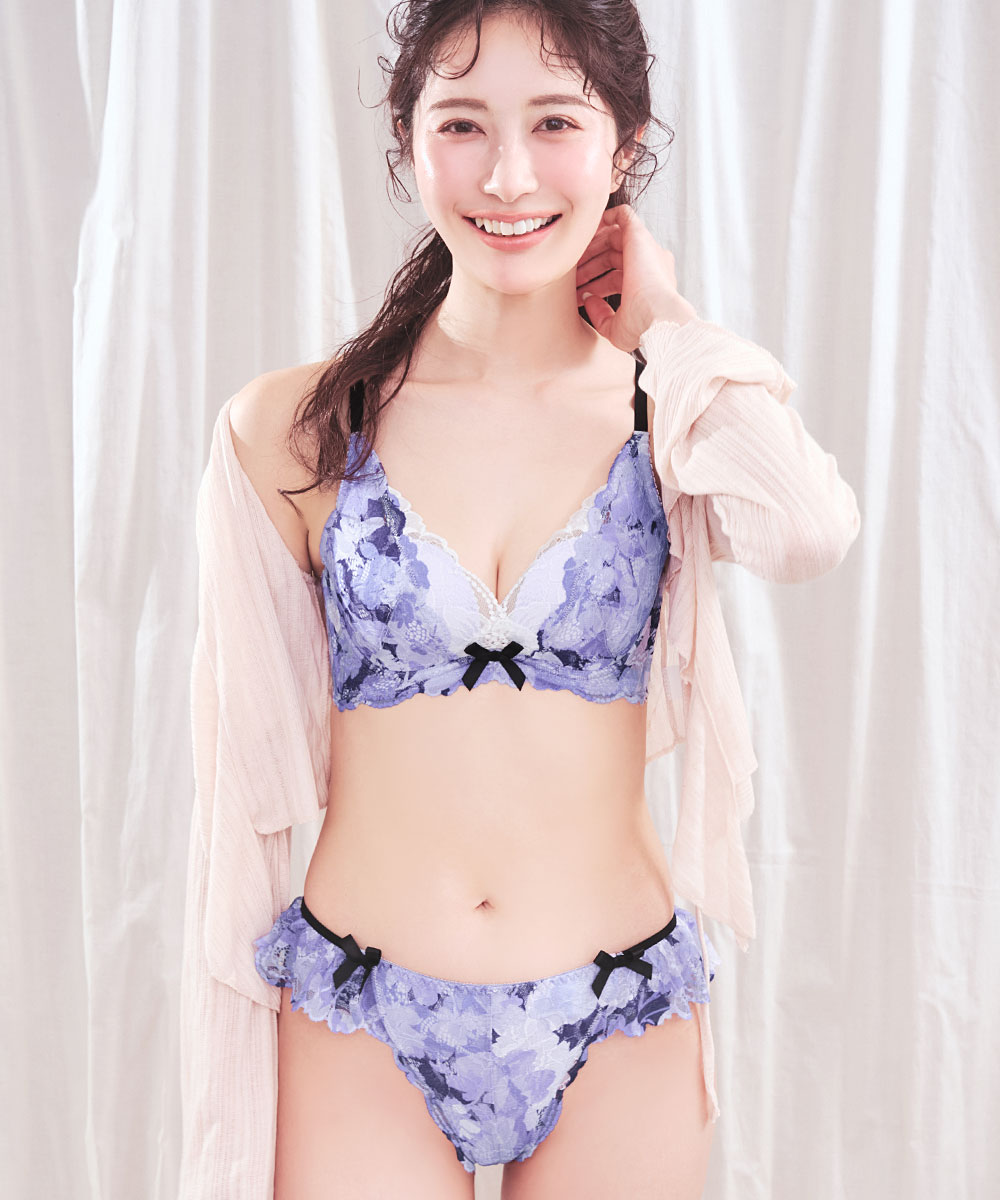 アドミレフラワー カシュクールレース脇高ブラ ブラジャー&ショーツSET アドミレフラワー カシュクールレース脇高ブラ(R) 単品