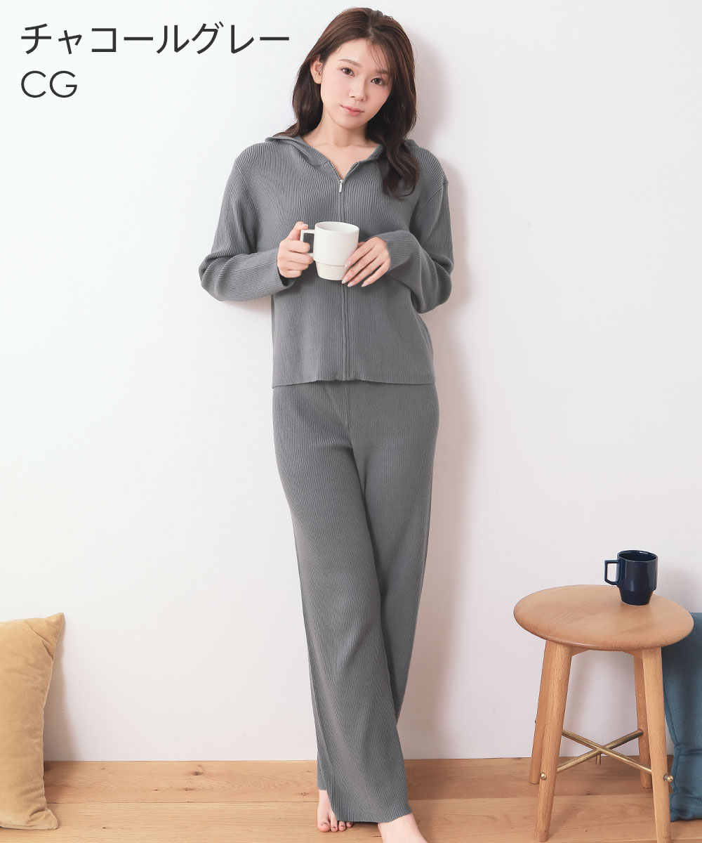 25%OFF リブニット フルジップパーカ 長...の詳細画像3