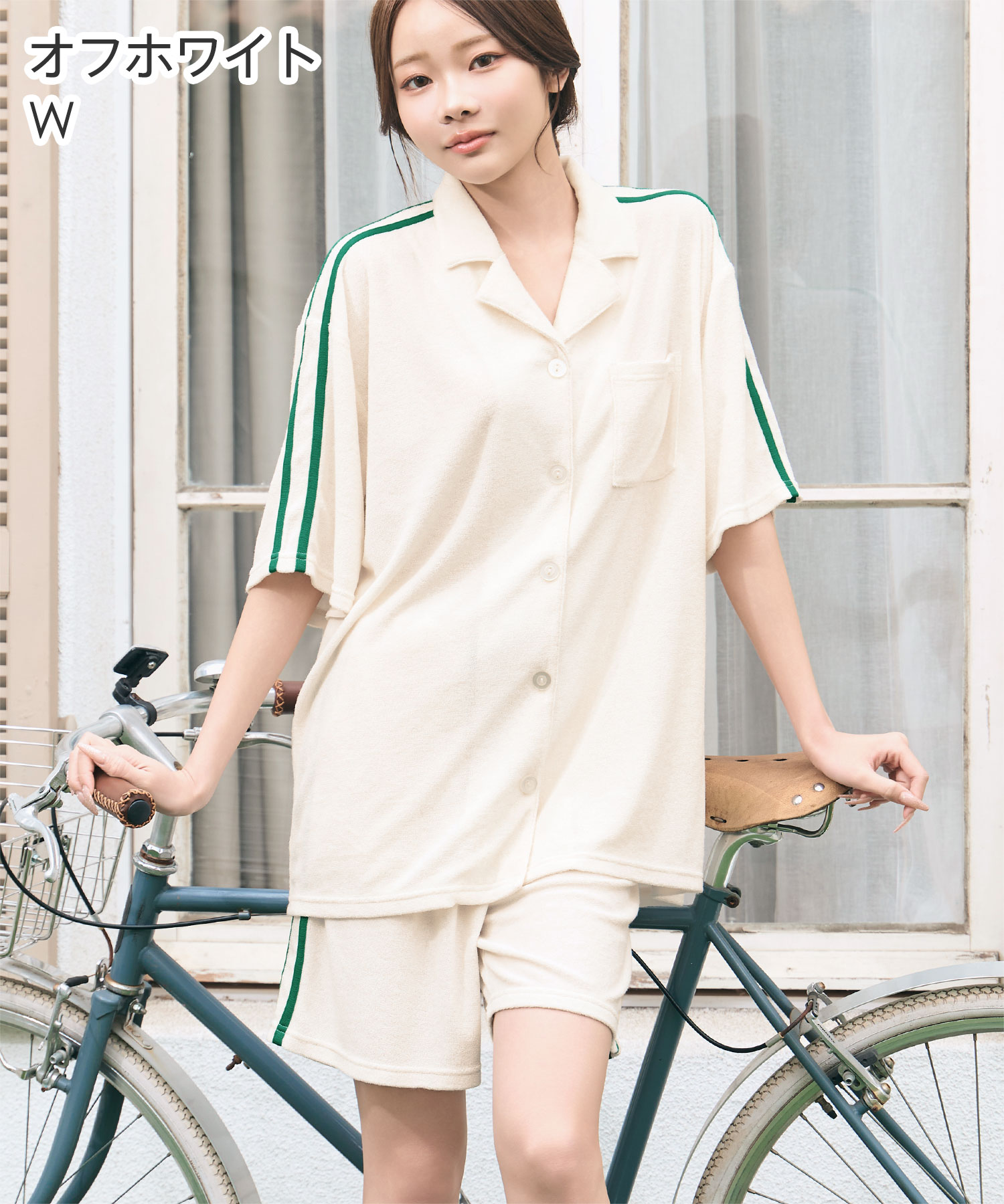 25%OFF ルームウェア パイル ライン 半...の詳細画像4